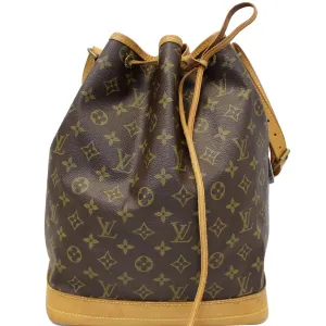 LOUIS VUITTON Large Noe Monogram Canvas Shoulder Bag Brown