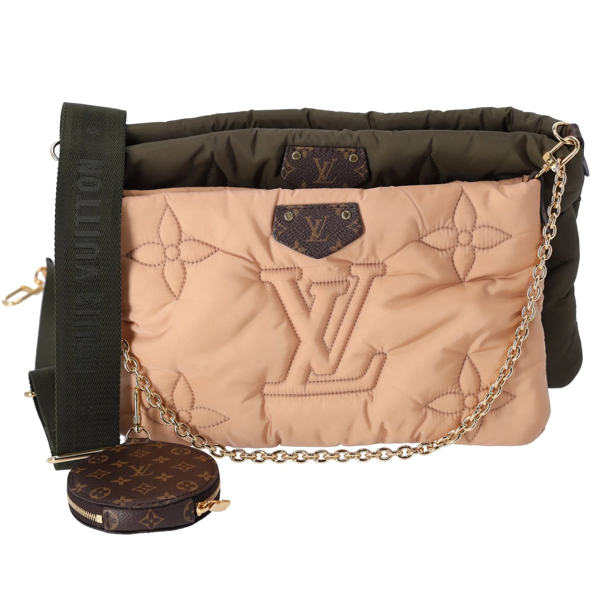 Louis Vuitton Maxi Multi Pochette Accessoires LV Pillow Shoulder Bag Khaki Beige