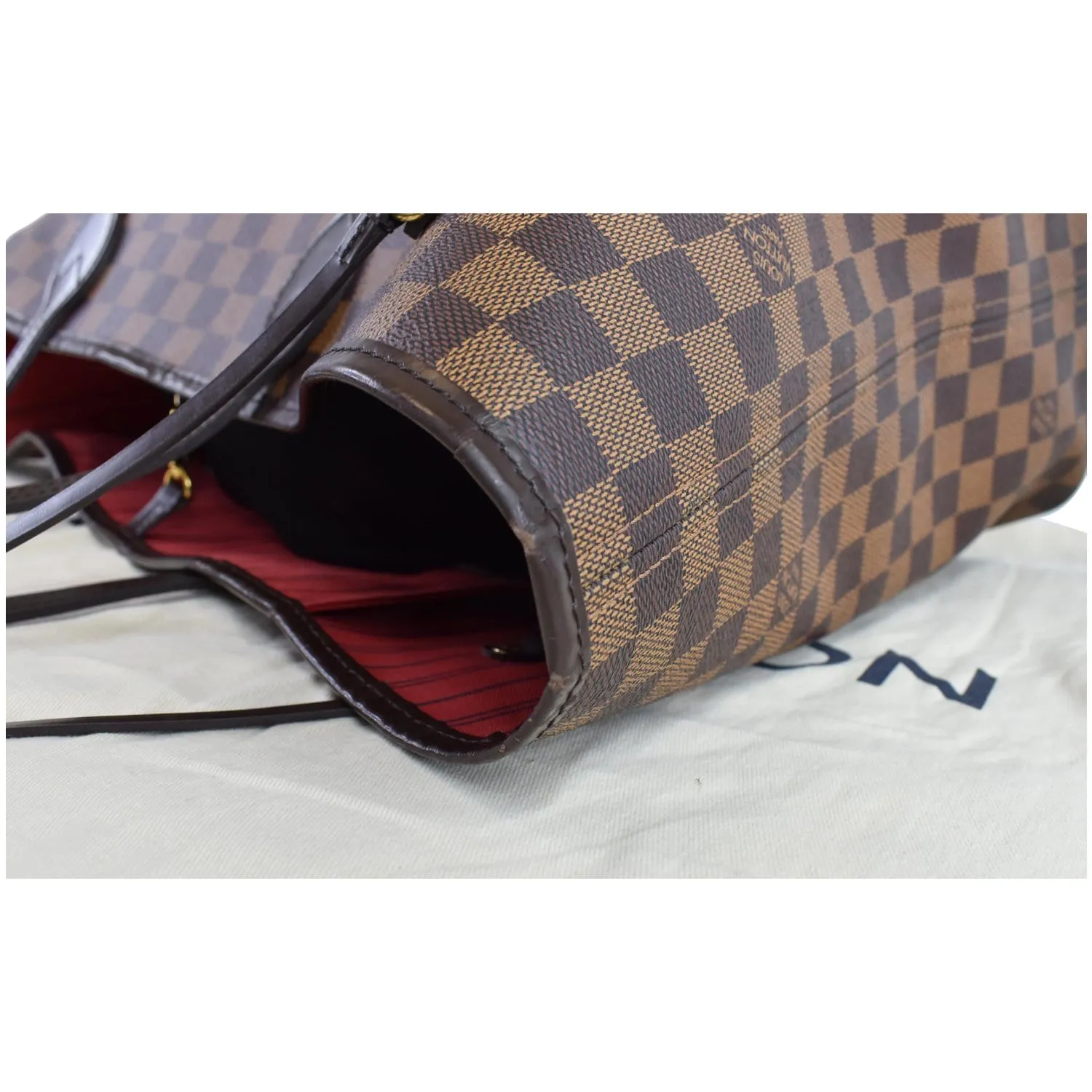 LOUIS VUITTON Neverfull GM Damier Ebene Tote Shoulder Bag Brown