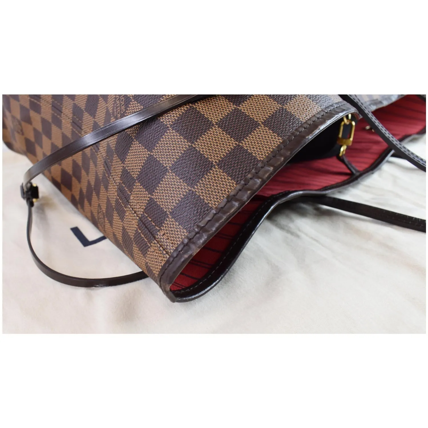 LOUIS VUITTON Neverfull GM Damier Ebene Tote Shoulder Bag Brown