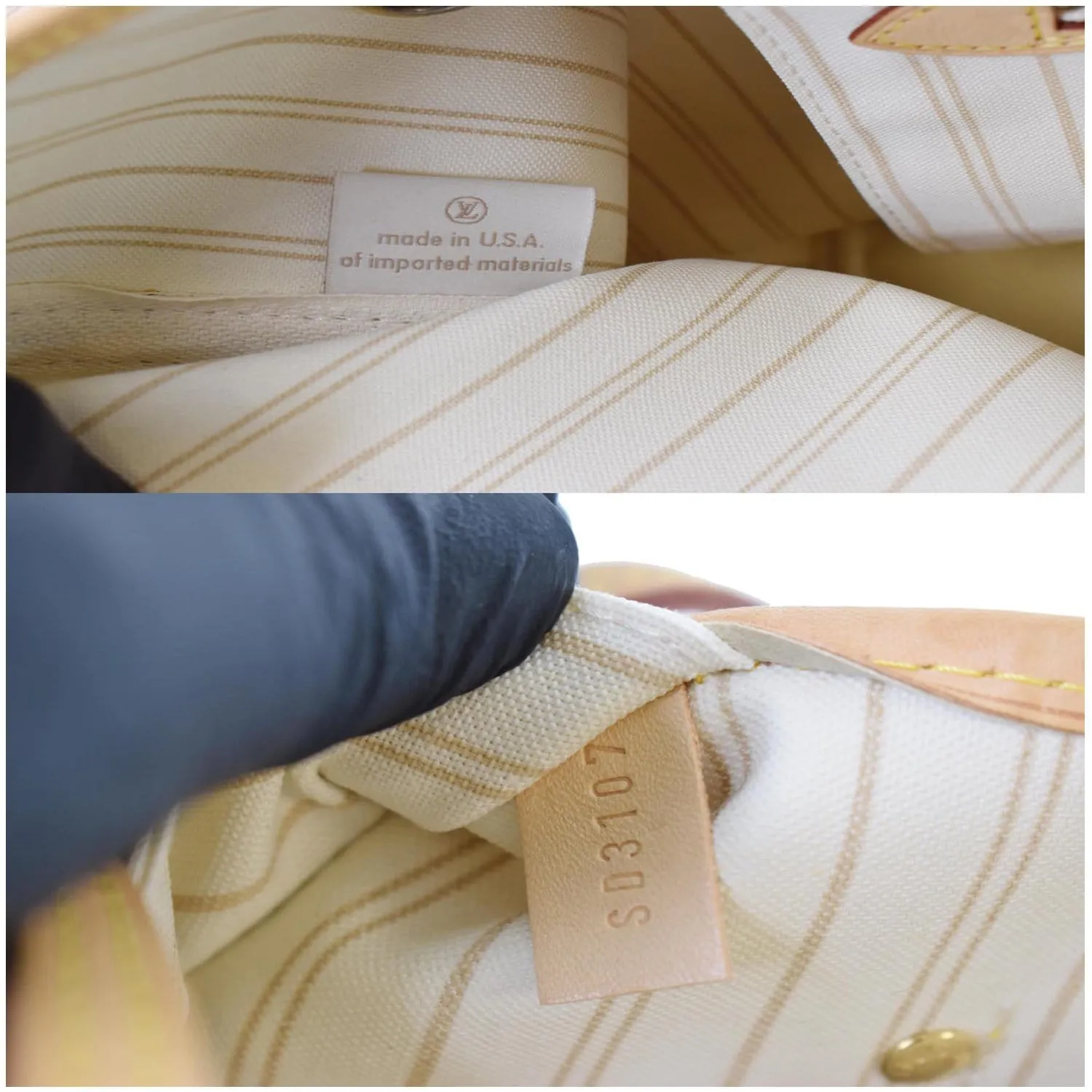 LOUIS VUITTON Neverfull MM Damier Azur Tote Shoulder Bag White