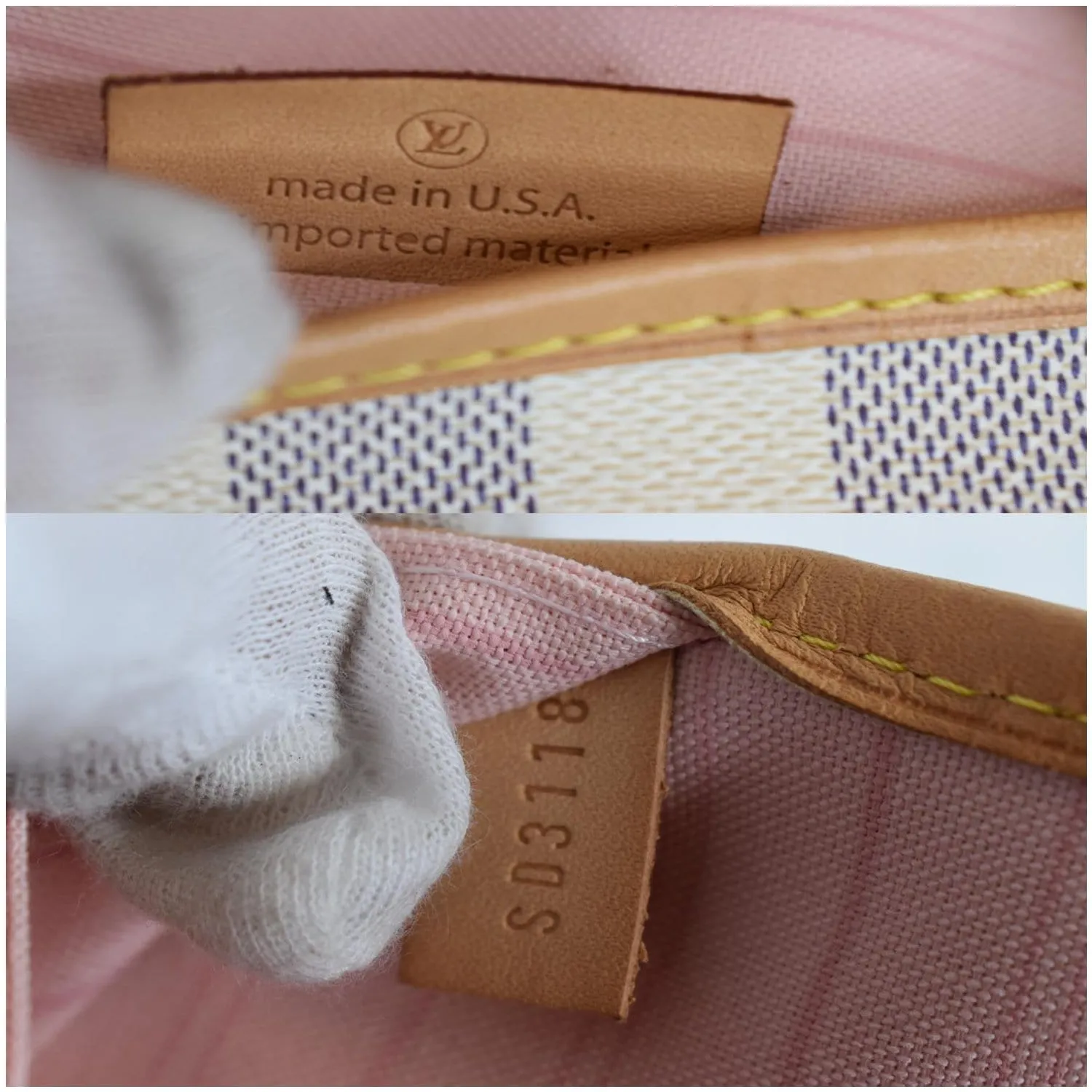 LOUIS VUITTON  Neverfull MM Damier Azur Tote Shoulder Bag White
