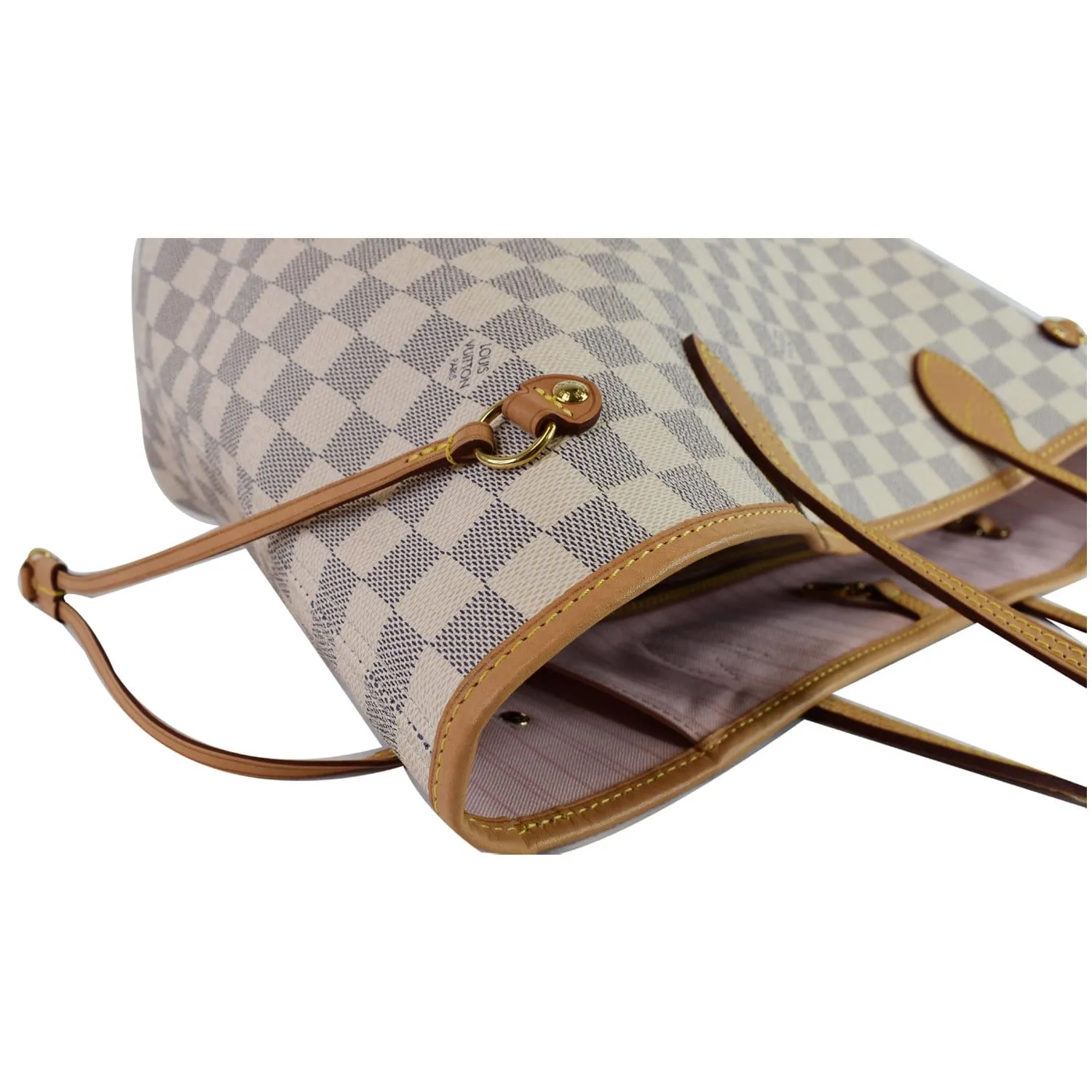 LOUIS VUITTON  Neverfull MM Damier Azur Tote Shoulder Bag White