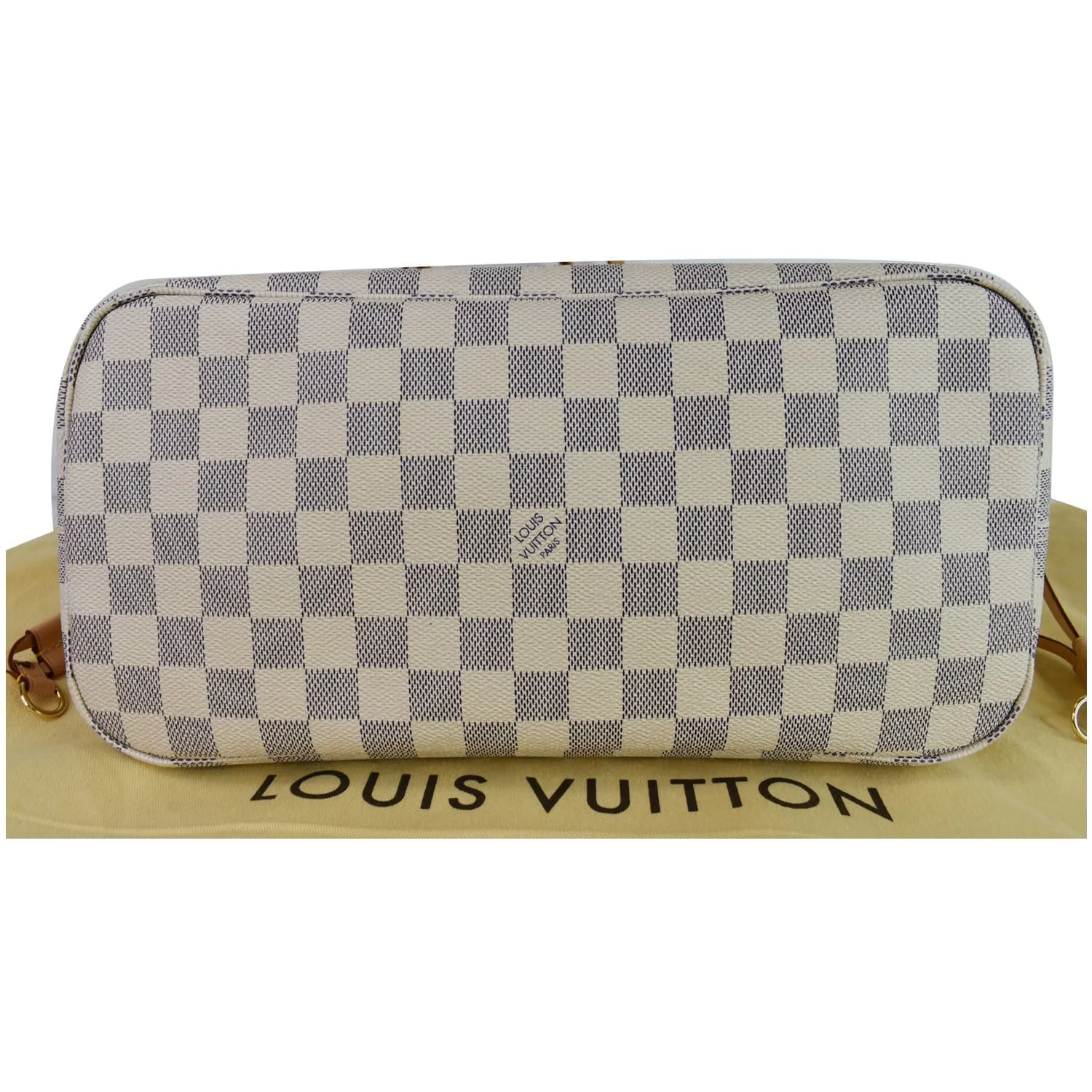 LOUIS VUITTON Neverfull MM Damier Azur Tote Shoulder Bag White