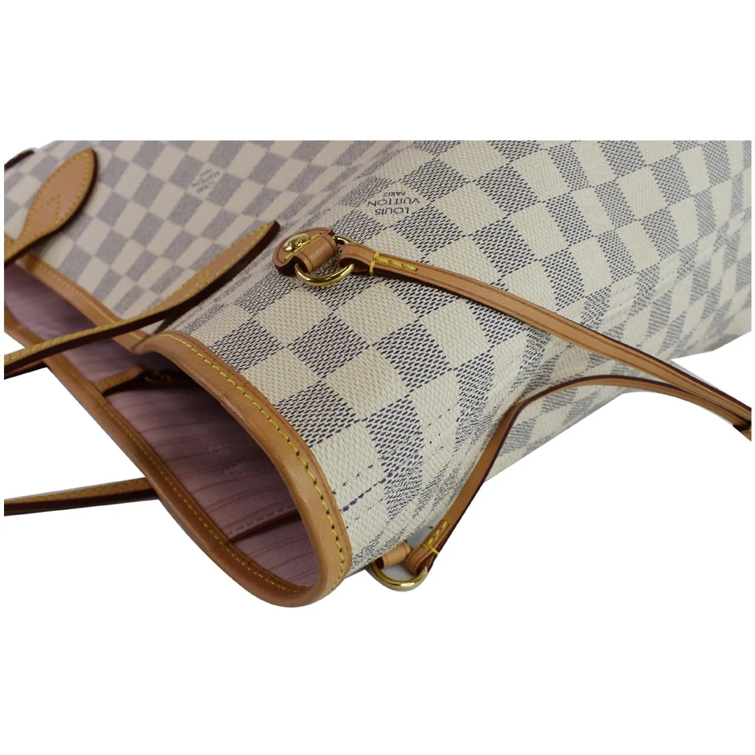 LOUIS VUITTON  Neverfull MM Damier Azur Tote Shoulder Bag White