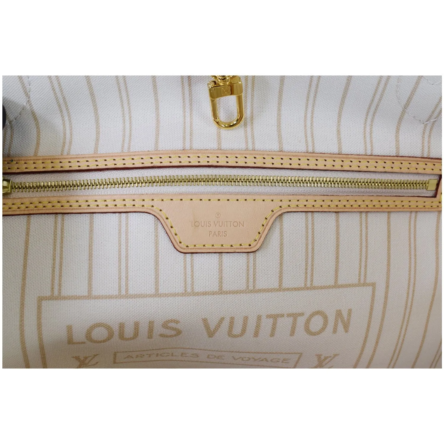 LOUIS VUITTON Neverfull MM Damier Azur Tote Shoulder Bag White