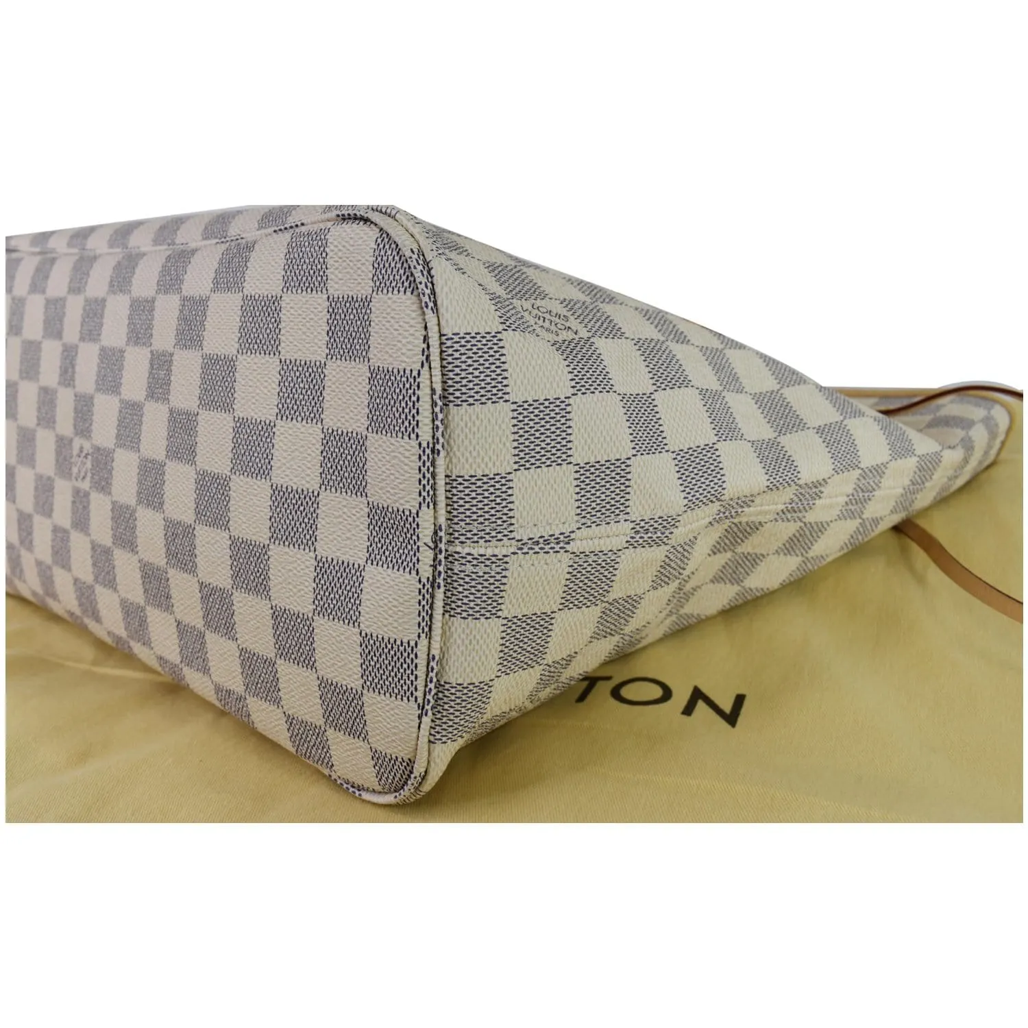 LOUIS VUITTON Neverfull MM Damier Azur Tote Shoulder Bag White