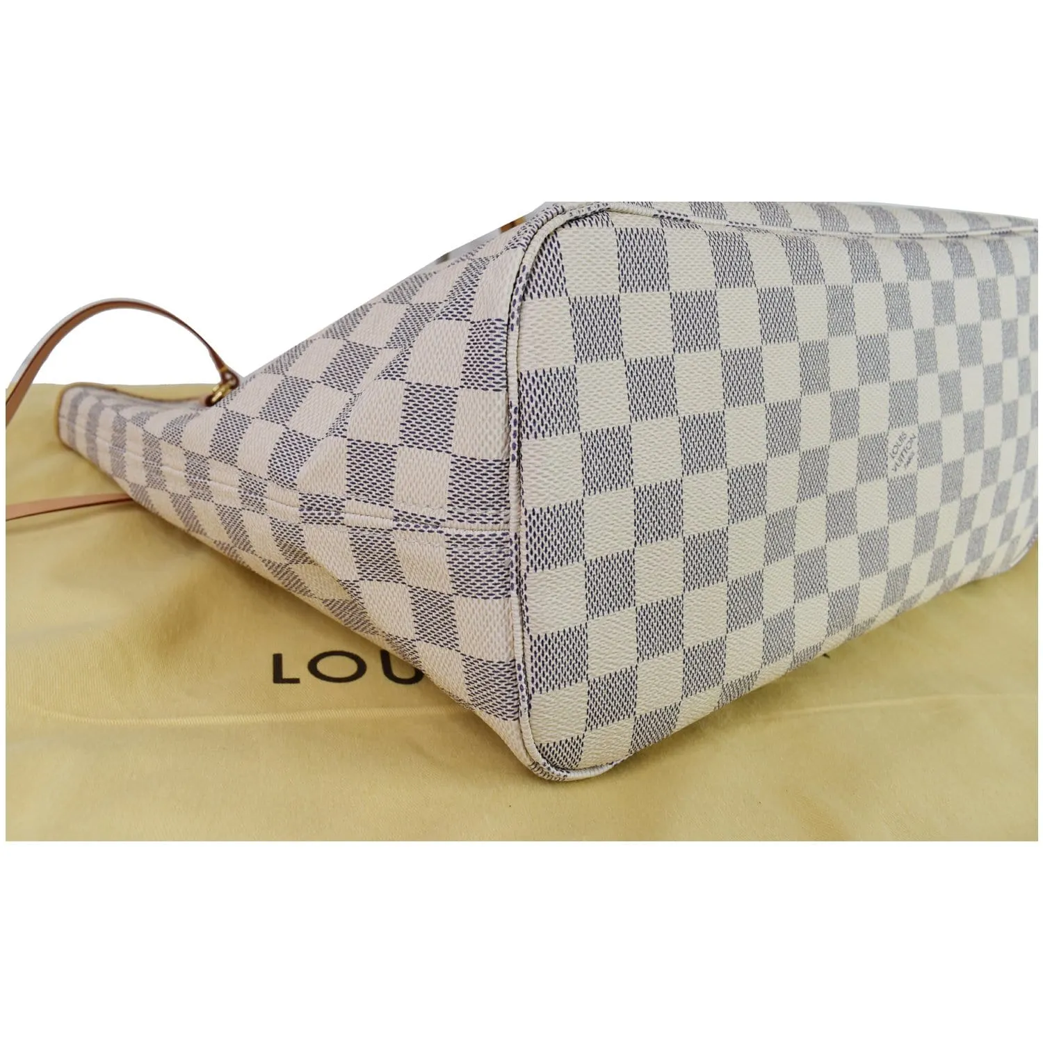 LOUIS VUITTON Neverfull MM Damier Azur Tote Shoulder Bag White