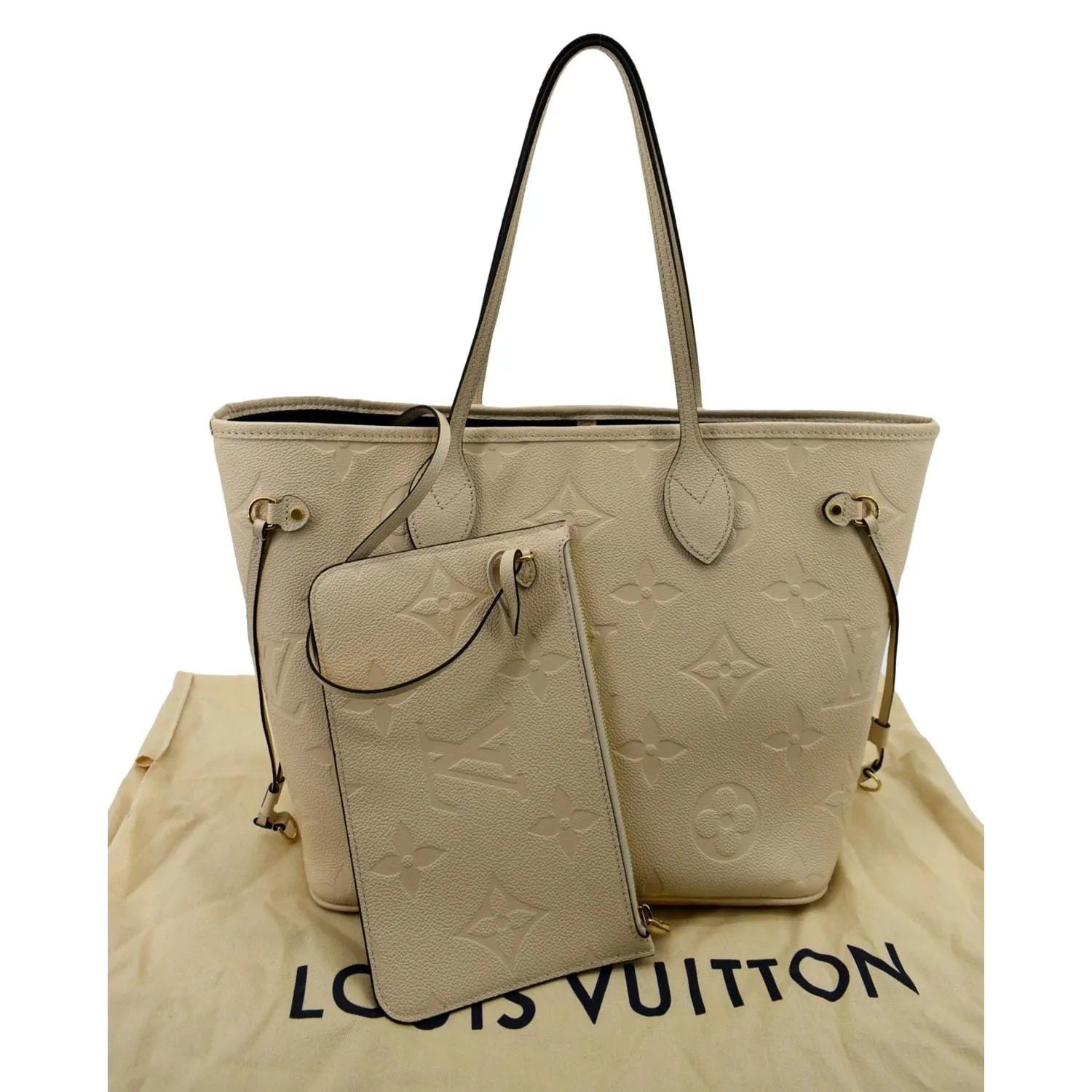 LOUIS VUITTON  Neverfull MM Monogram Empreinte Tote Bag Tourterelle  - Hot Deals