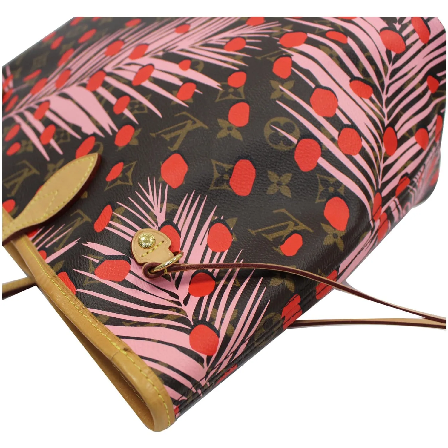 LOUIS VUITTON Neverfull MM Monogram Jungle Dot Shoulder Bag Brown - 25% OFF