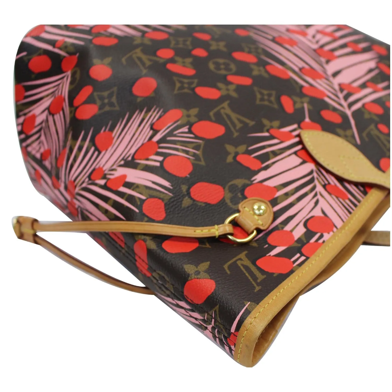 LOUIS VUITTON Neverfull MM Monogram Jungle Dot Shoulder Bag Brown - 25% OFF