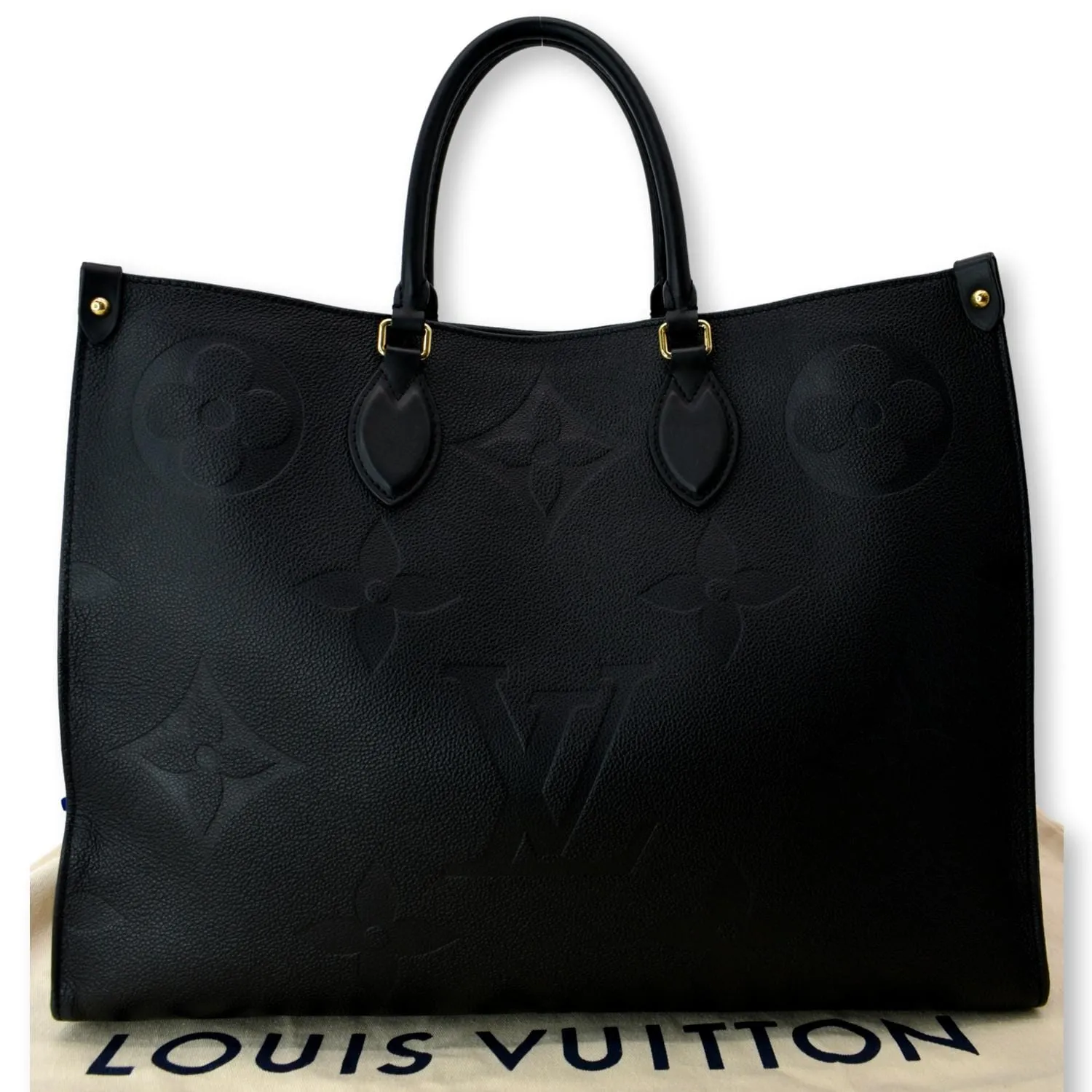 LOUIS VUITTON Onthego GM Monogram Empreinte Leather Tote Bag Black - Hot Deals