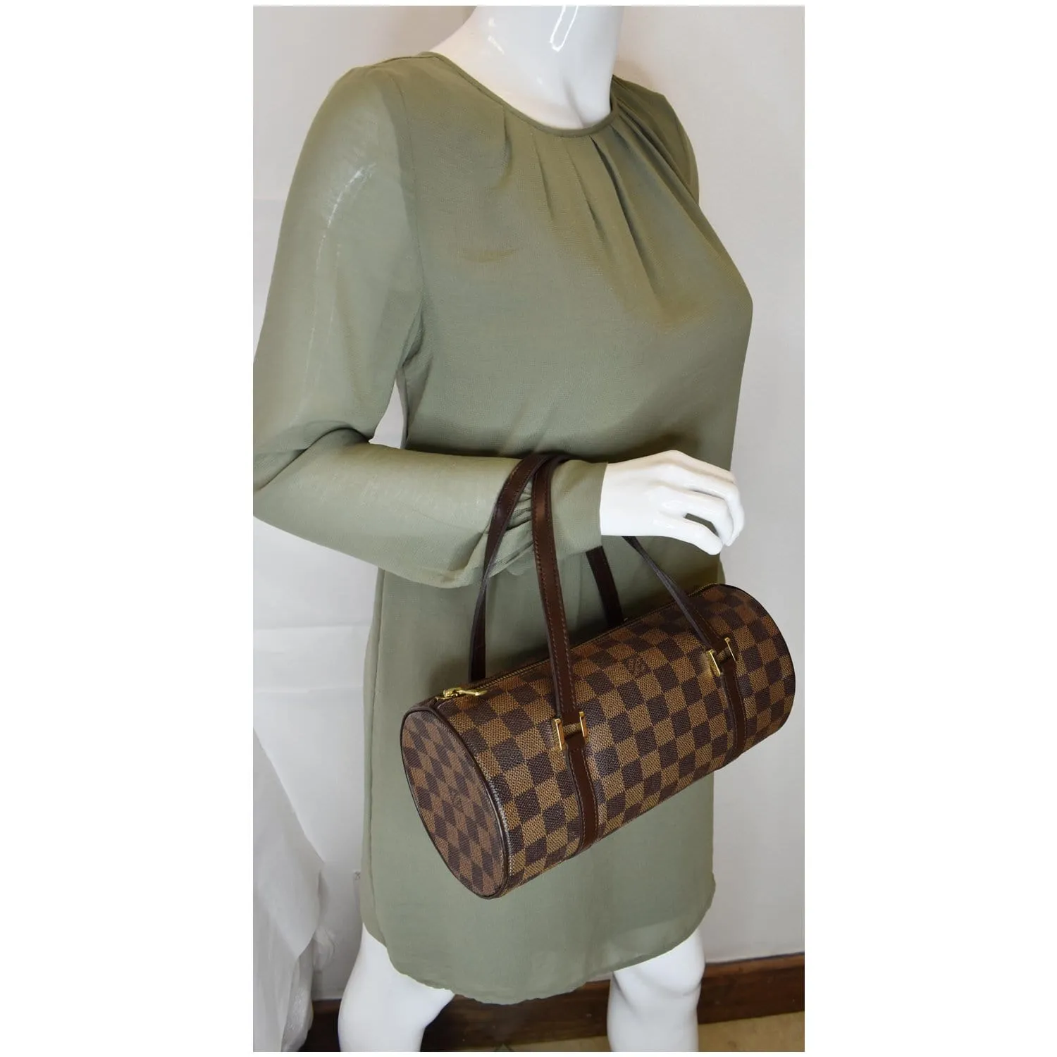 LOUIS VUITTON Papillon Damier Ebene Shoulder Bag Brown