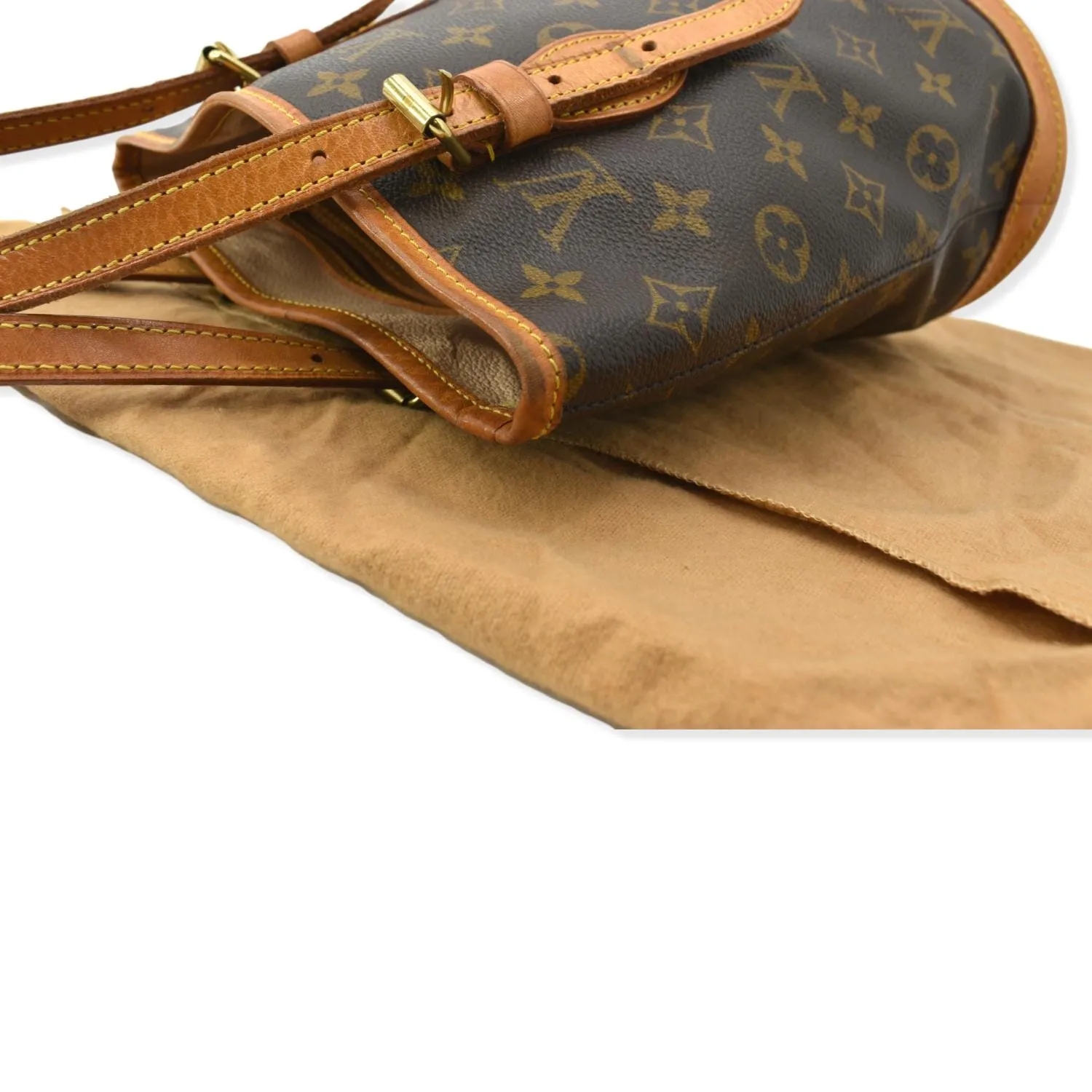 LOUIS VUITTON Petit Bucket Monogram Canvas Shoulder Bag Brown