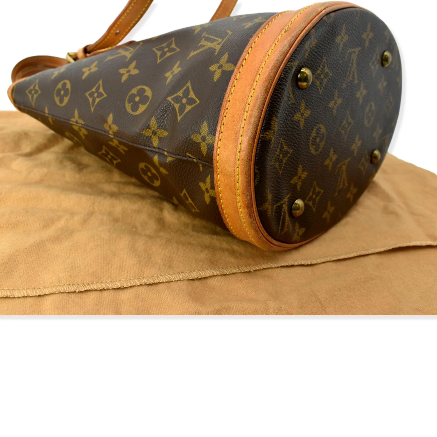 LOUIS VUITTON Petit Bucket Monogram Canvas Shoulder Bag Brown