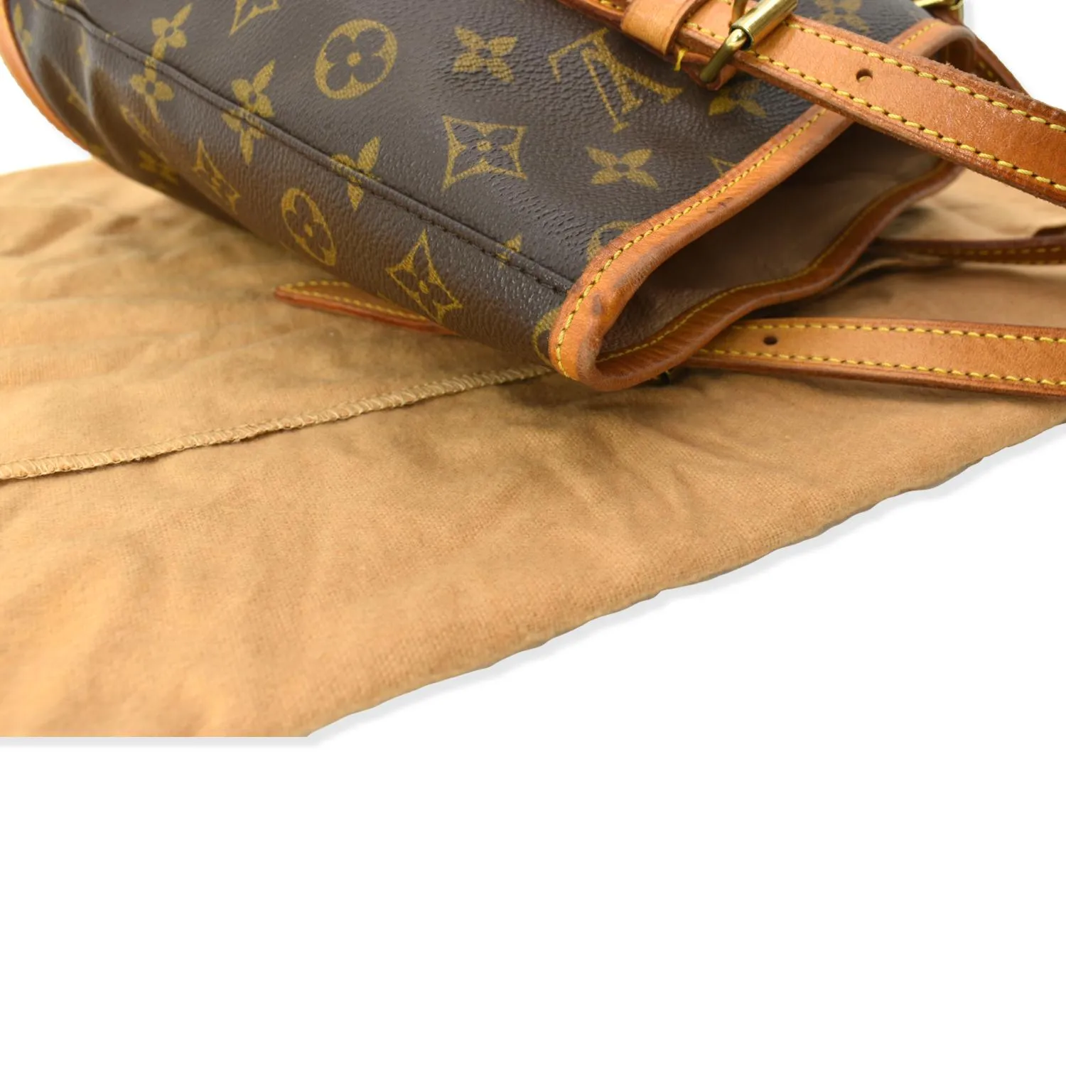 LOUIS VUITTON Petit Bucket Monogram Canvas Shoulder Bag Brown