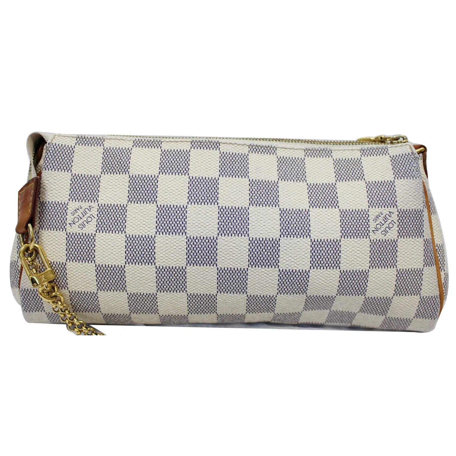 LOUIS VUITTON Pochette Eva Damier Azur Clutch Shoulder Bag White