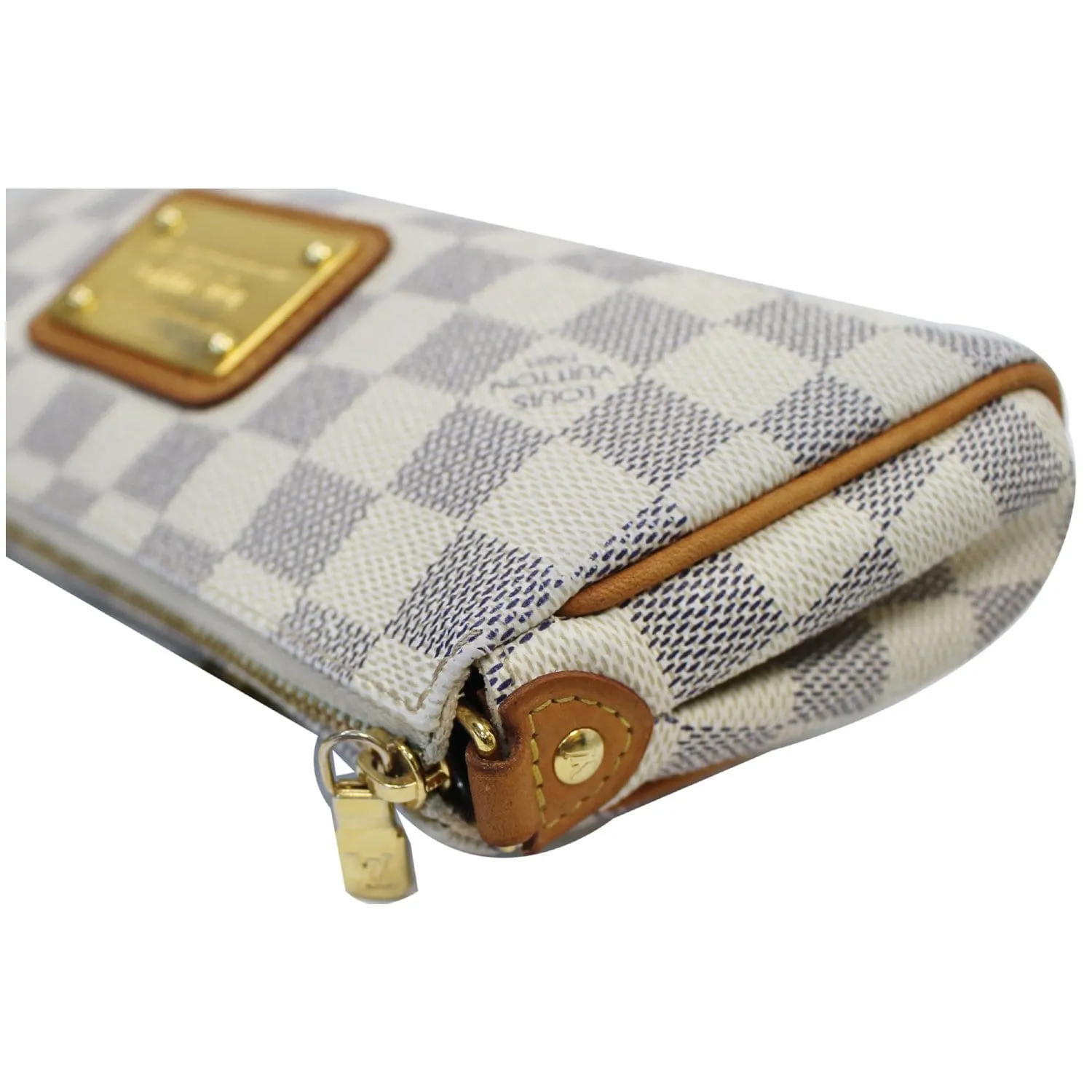 LOUIS VUITTON Pochette Eva Damier Azur Clutch Shoulder Bag White