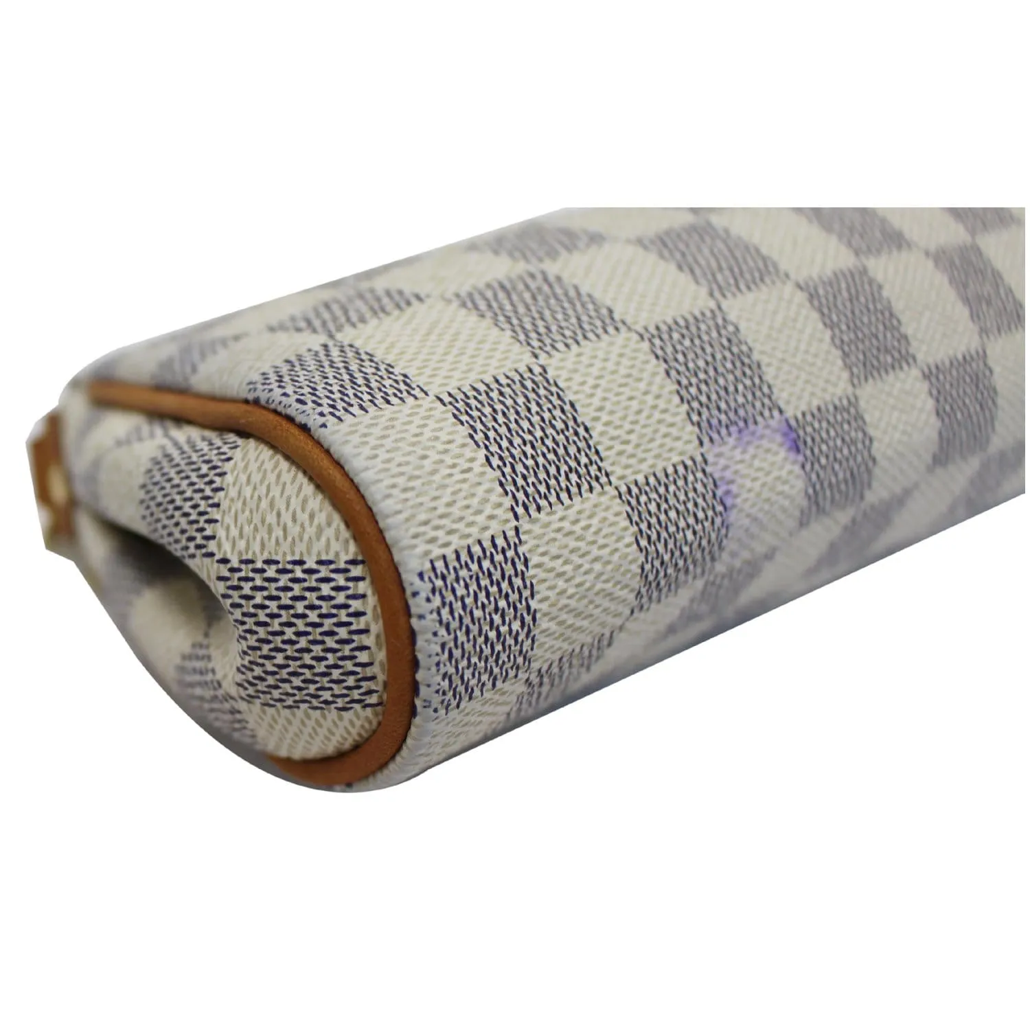 LOUIS VUITTON Pochette Eva Damier Azur Clutch Shoulder Bag White