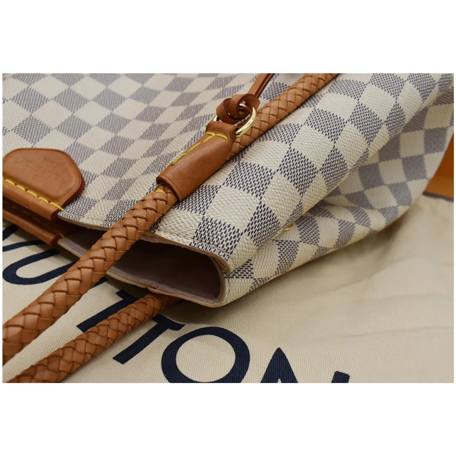 LOUIS VUITTON Propriano Damier Azur Tote Shoulder Bag White