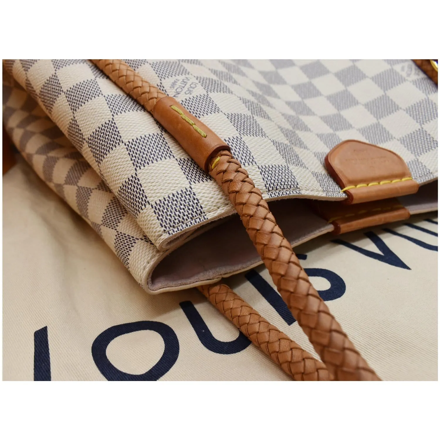 LOUIS VUITTON Propriano Damier Azur Tote Shoulder Bag White