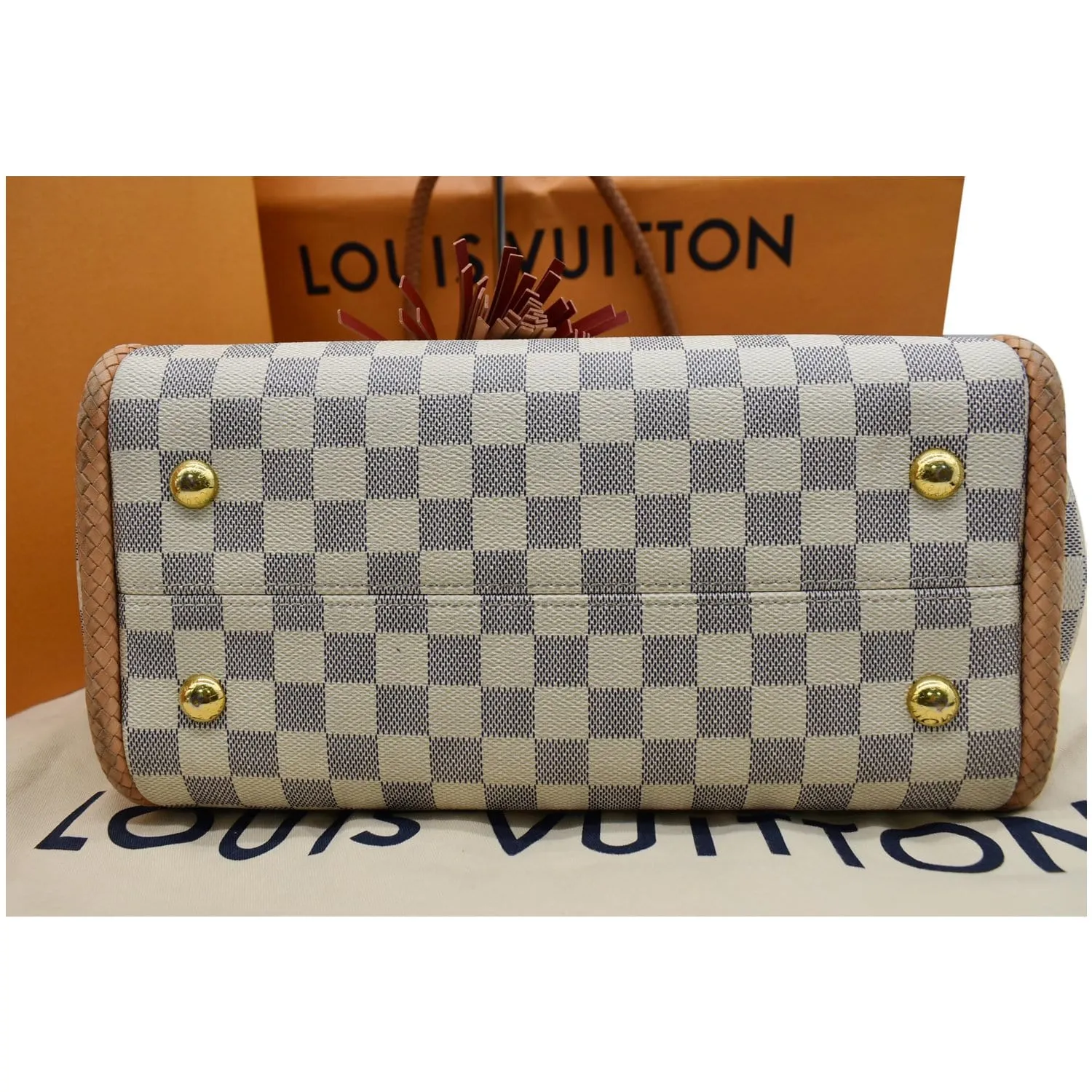 LOUIS VUITTON Propriano Damier Azur Tote Shoulder Bag White