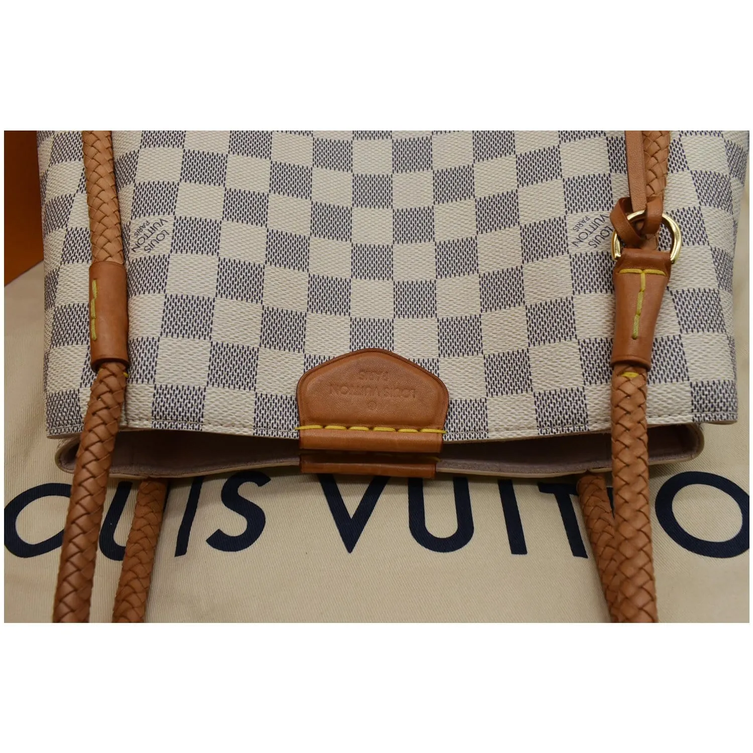 LOUIS VUITTON Propriano Damier Azur Tote Shoulder Bag White