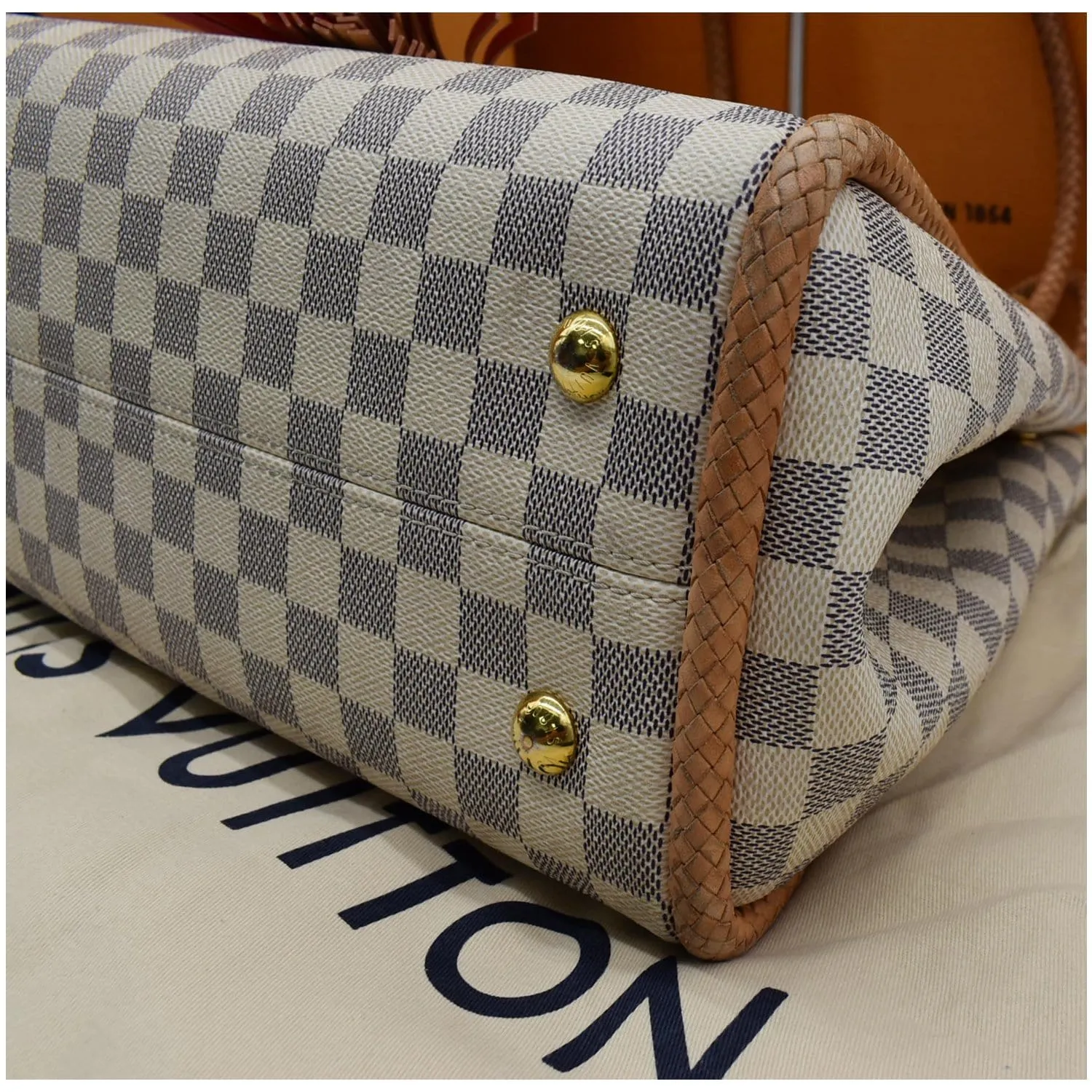 LOUIS VUITTON Propriano Damier Azur Tote Shoulder Bag White