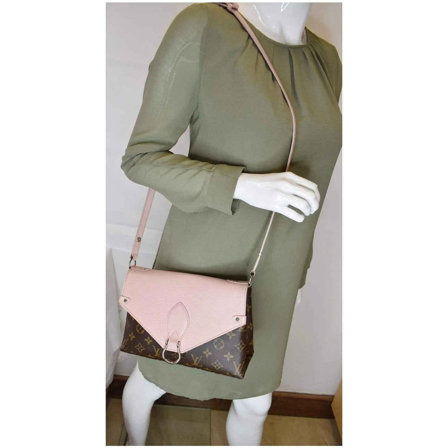 LOUIS VUITTON Saint Michel Monogram Epi Shoulder Bag Rose Ballerine - 25% OFF