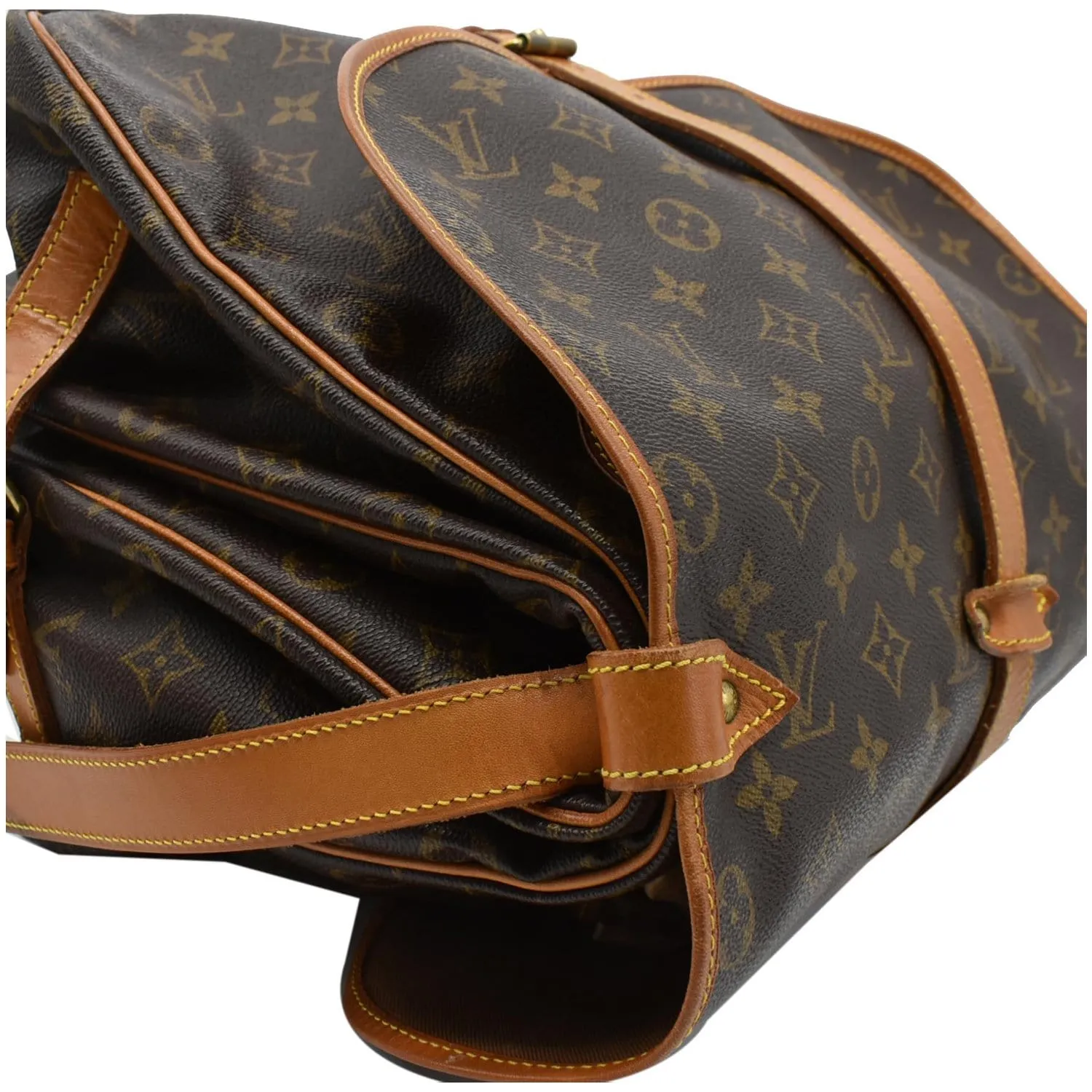 LOUIS VUITTON Saumur 35 Monogram Canvas Shoulder Bag Brown