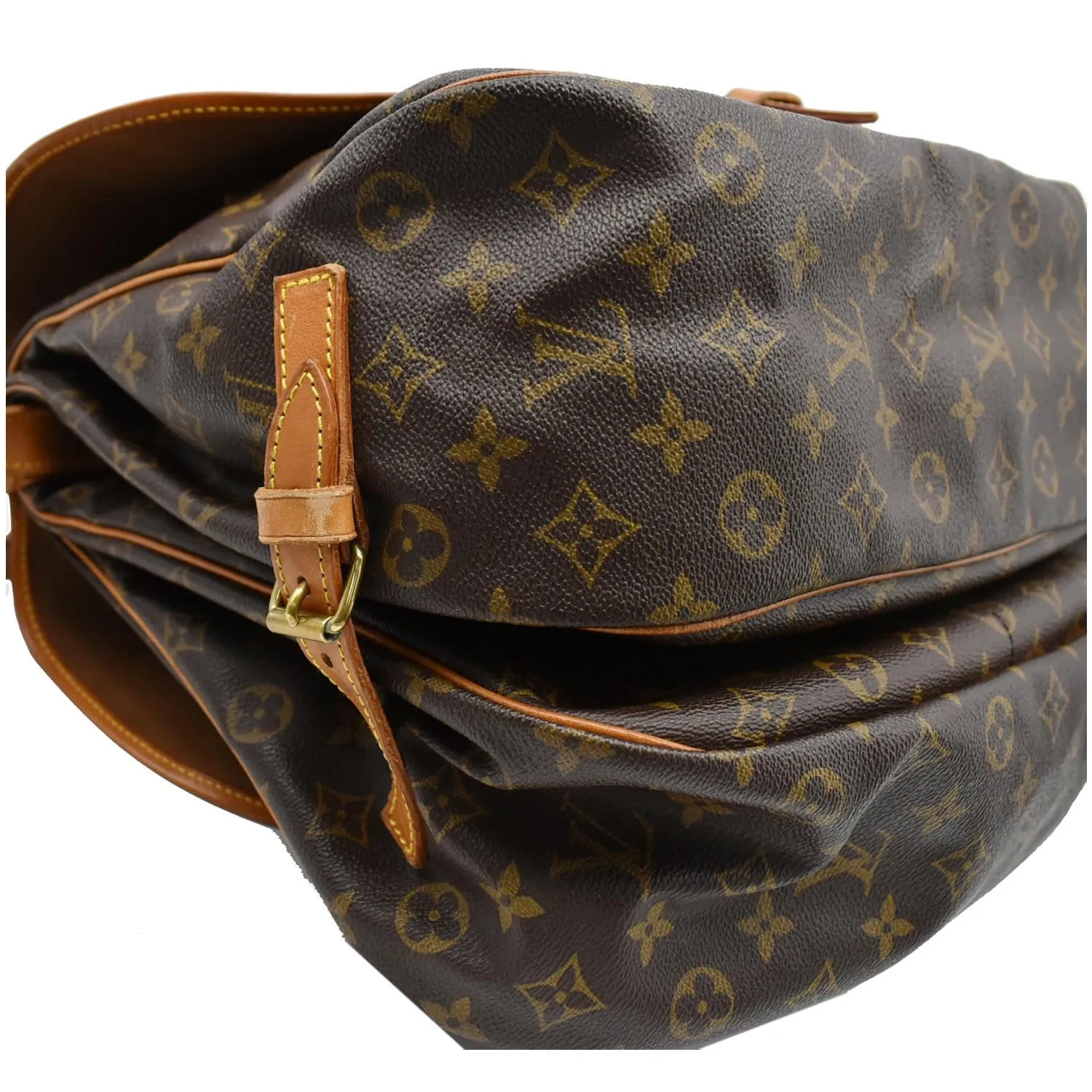 LOUIS VUITTON Saumur 35 Monogram Canvas Shoulder Bag Brown