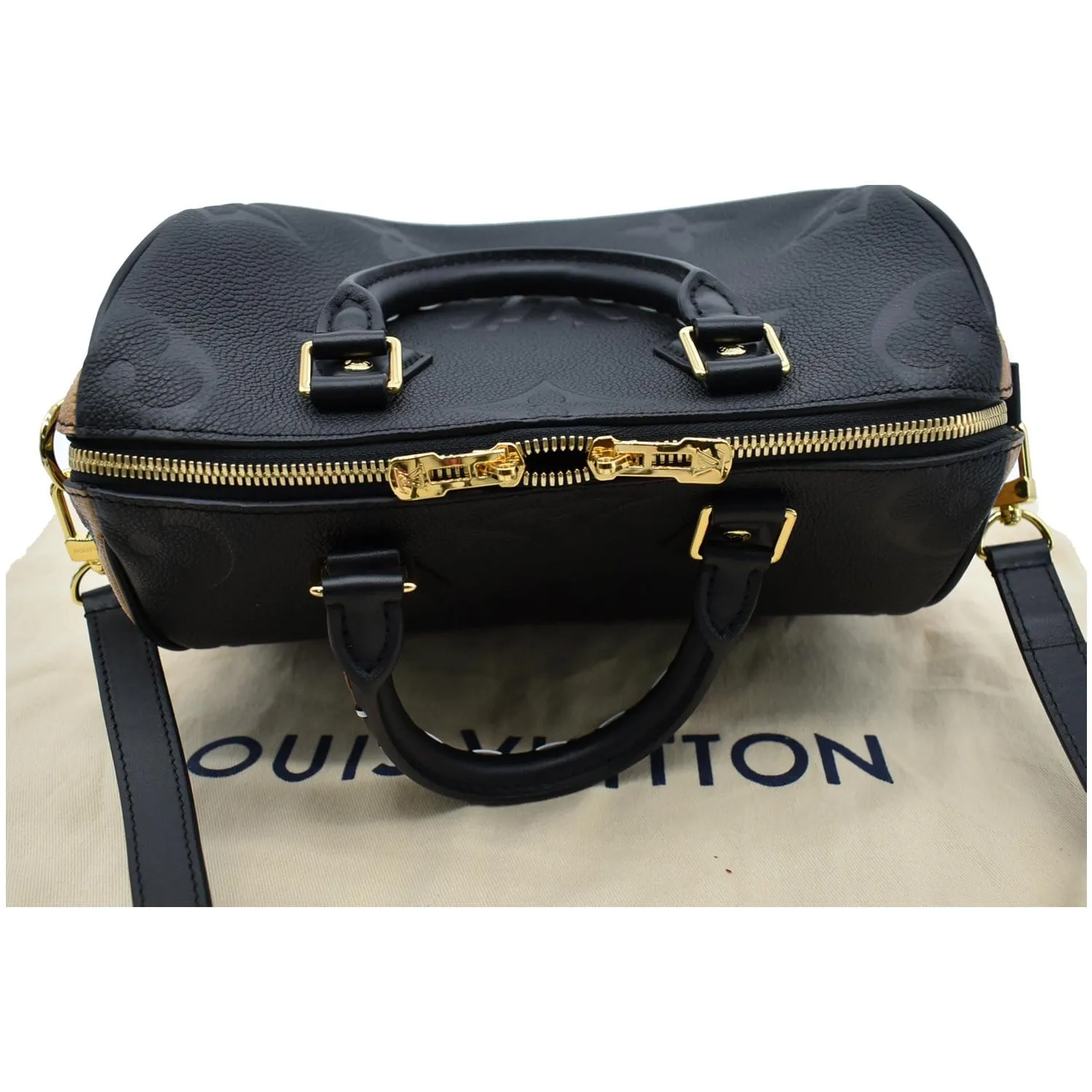 LOUIS VUITTON Speedy 25 Wild At Heart Leather Shoulder Bag Black