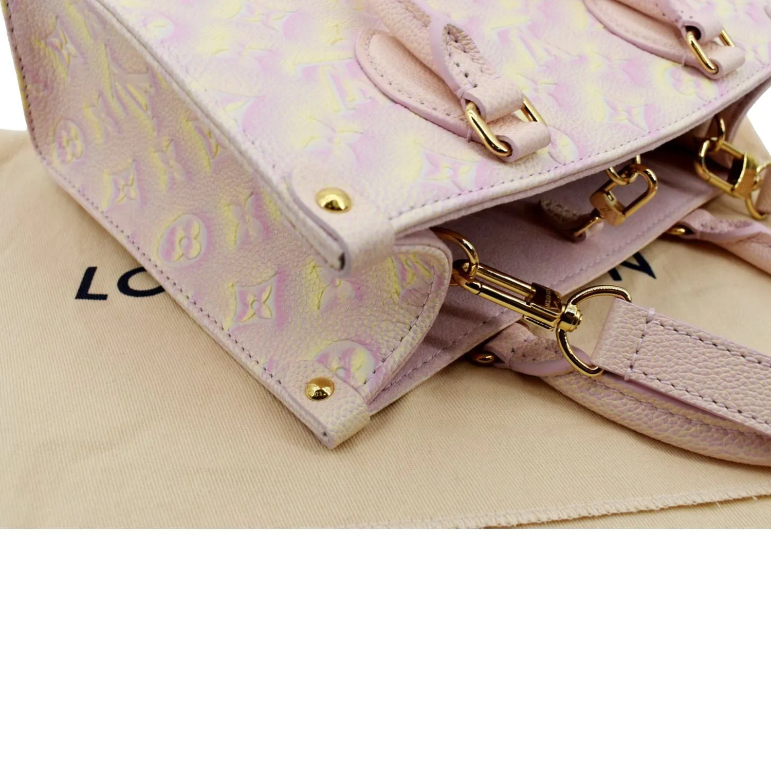 LOUIS VUITTON Stardust Onthego PM Monogram Empreinte Shoulder Bag Light Pink