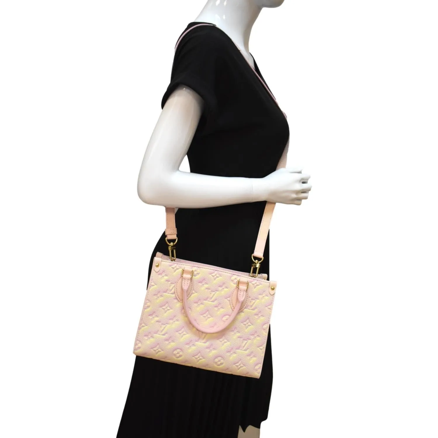 LOUIS VUITTON Stardust Onthego PM Monogram Empreinte Shoulder Bag Light Pink