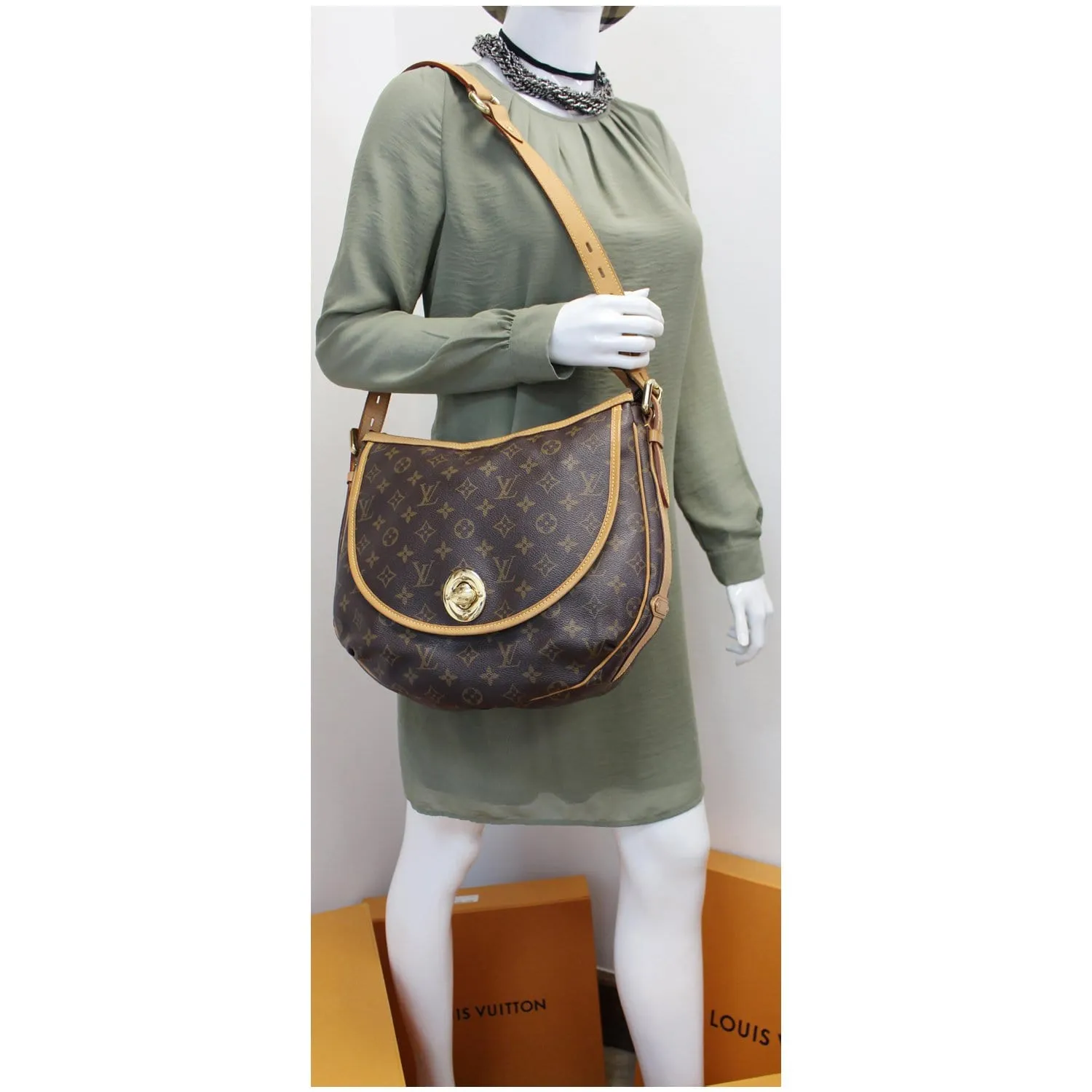 LOUIS VUITTON Tulum GM Monogram Canvas Shoulder Bag Brown