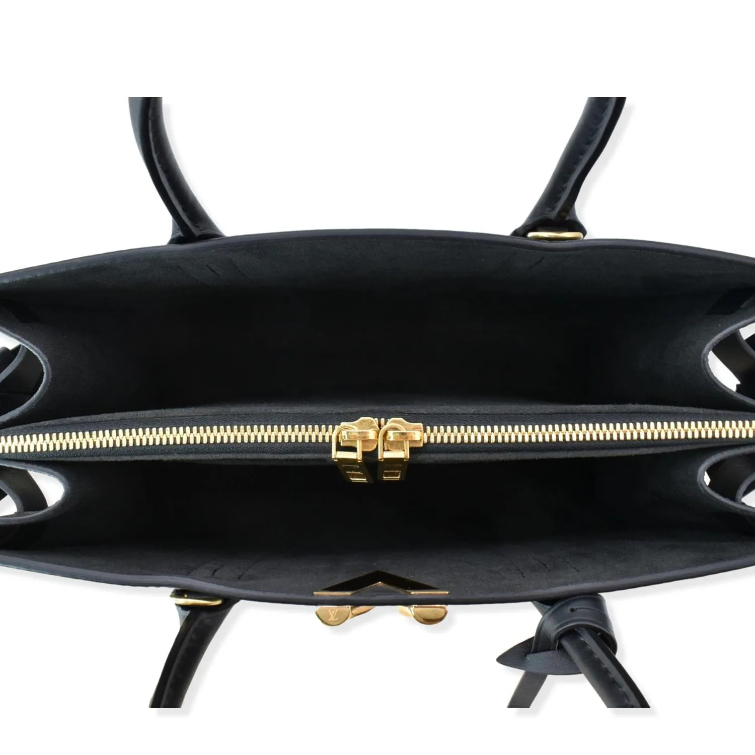 LOUIS VUITTON Very Tote MM Monogram Cuir Plume Shoulder Bag Noir Black