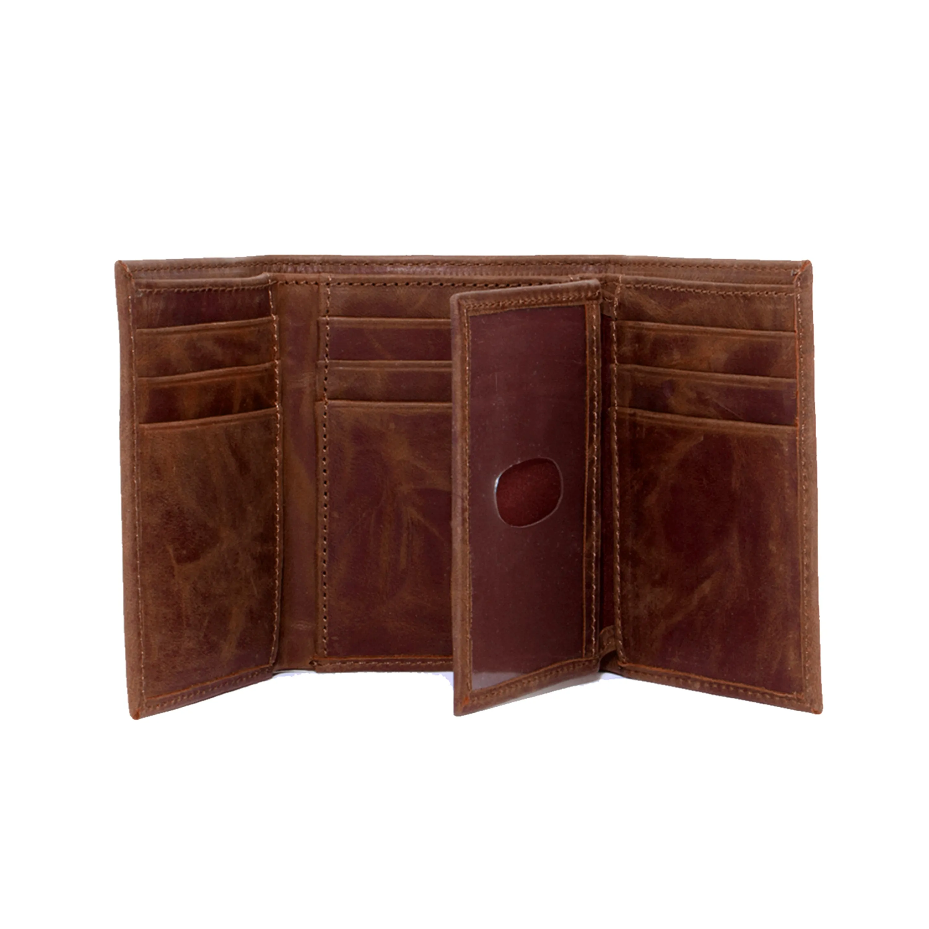 LSU Tigers Brown Tri Fold Leather Wallet