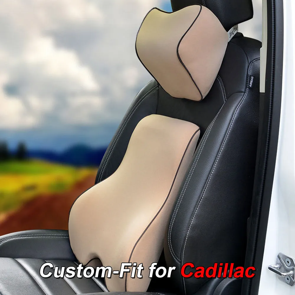 Lumbar Support Cushion for Car and Headrest Neck Pillow Kit, Custom-Fit For Car, Ergonomically Design for Car Seat, Car Accessories WACA254