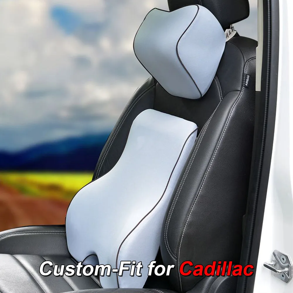 Lumbar Support Cushion for Car and Headrest Neck Pillow Kit, Custom-Fit For Car, Ergonomically Design for Car Seat, Car Accessories WACA254