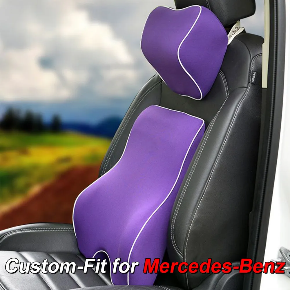 Lumbar Support Cushion for Car and Headrest Neck Pillow Kit, Custom-Fit For Car, Ergonomically Design for Car Seat, Car Accessories WAMB254