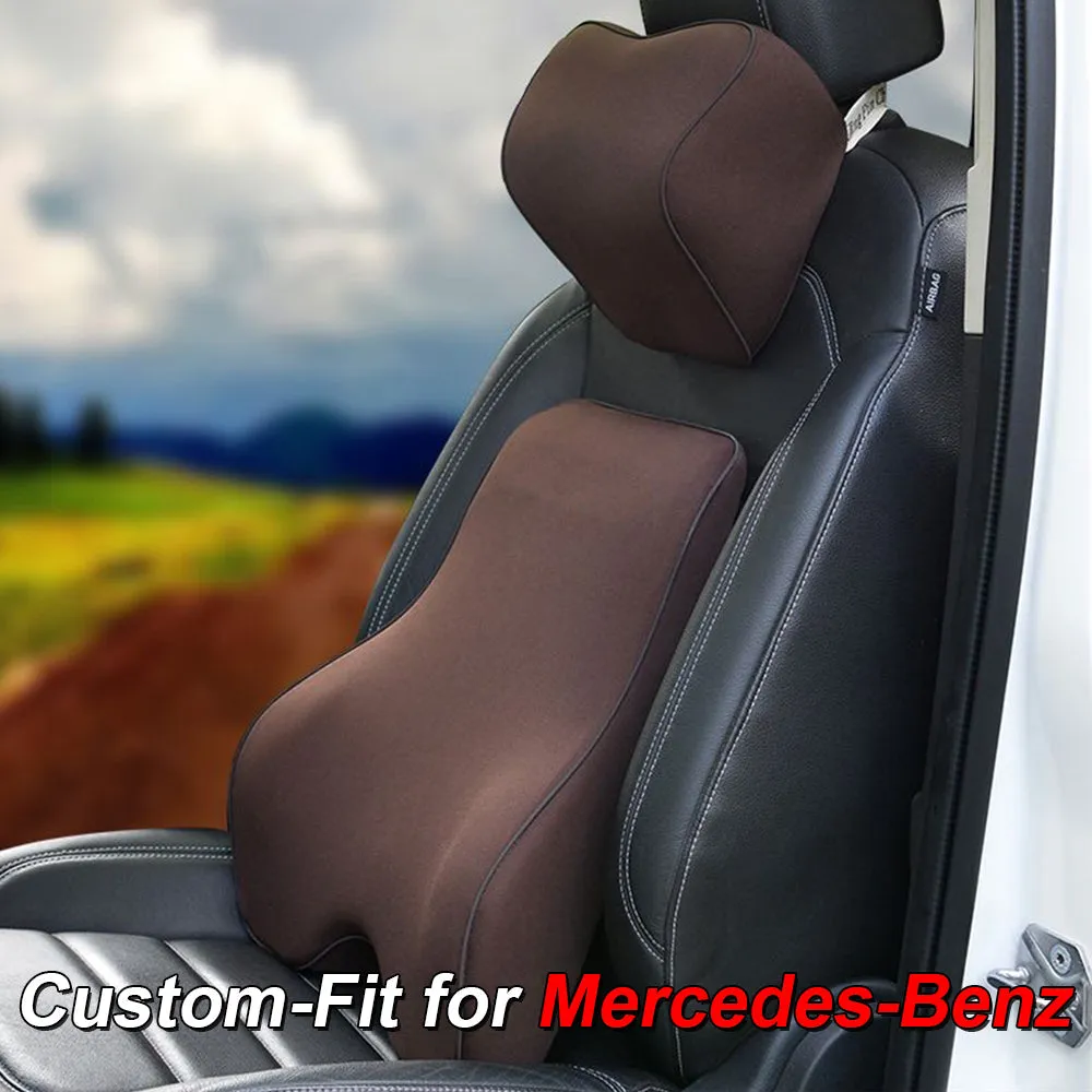 Lumbar Support Cushion for Car and Headrest Neck Pillow Kit, Custom-Fit For Car, Ergonomically Design for Car Seat, Car Accessories WAMB254