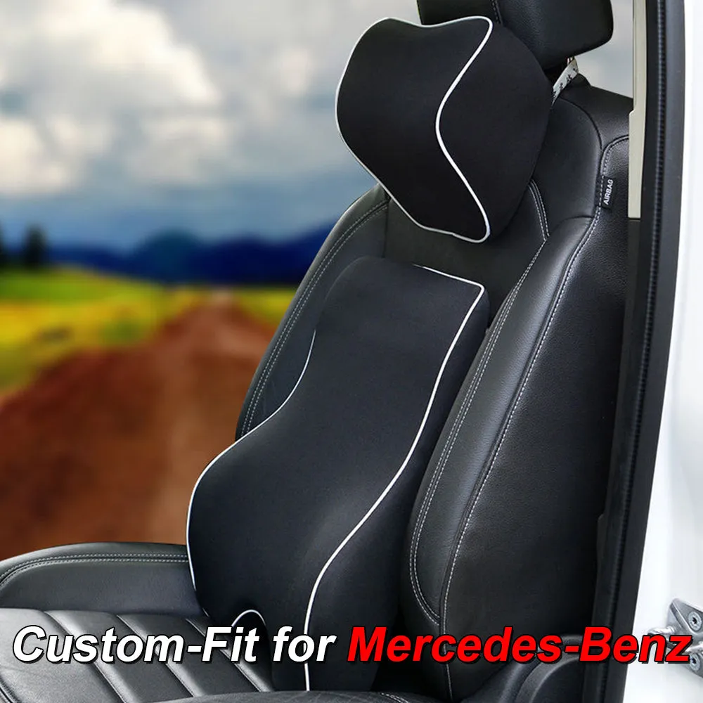 Lumbar Support Cushion for Car and Headrest Neck Pillow Kit, Custom-Fit For Car, Ergonomically Design for Car Seat, Car Accessories WAMB254