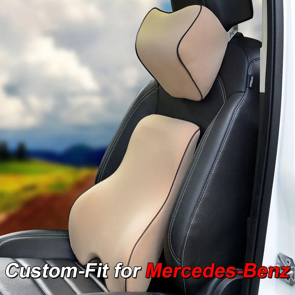 Lumbar Support Cushion for Car and Headrest Neck Pillow Kit, Custom-Fit For Car, Ergonomically Design for Car Seat, Car Accessories WAMB254