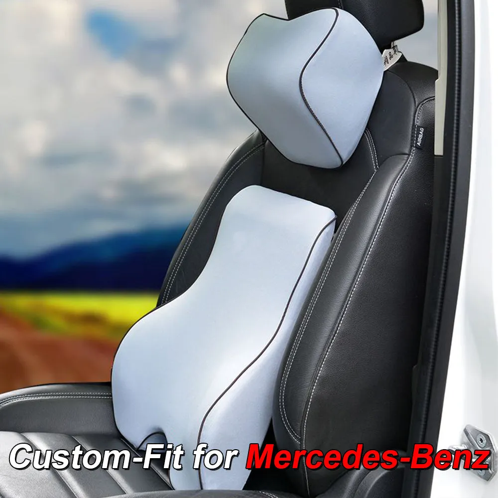 Lumbar Support Cushion for Car and Headrest Neck Pillow Kit, Custom-Fit For Car, Ergonomically Design for Car Seat, Car Accessories WAMB254