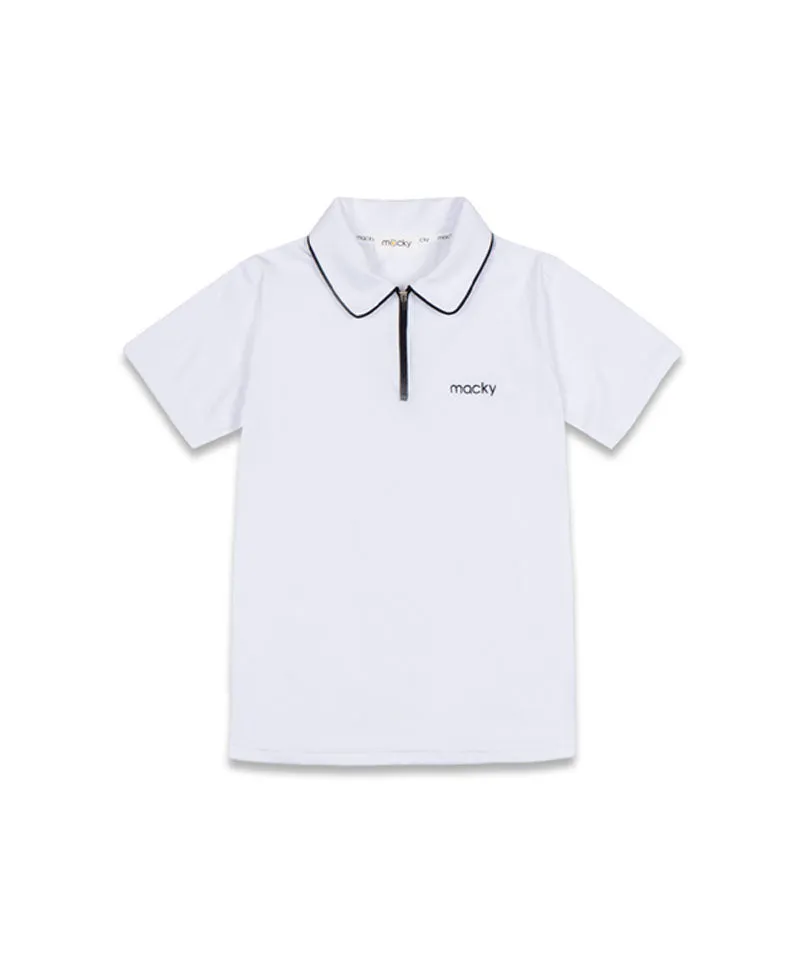 MACKY Golf: Cooling PK Zip-Up T-Shirt - White