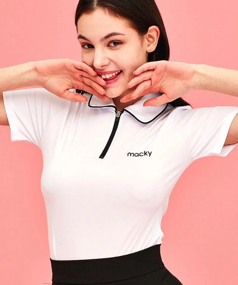 MACKY Golf: Cooling PK Zip-Up T-Shirt - White