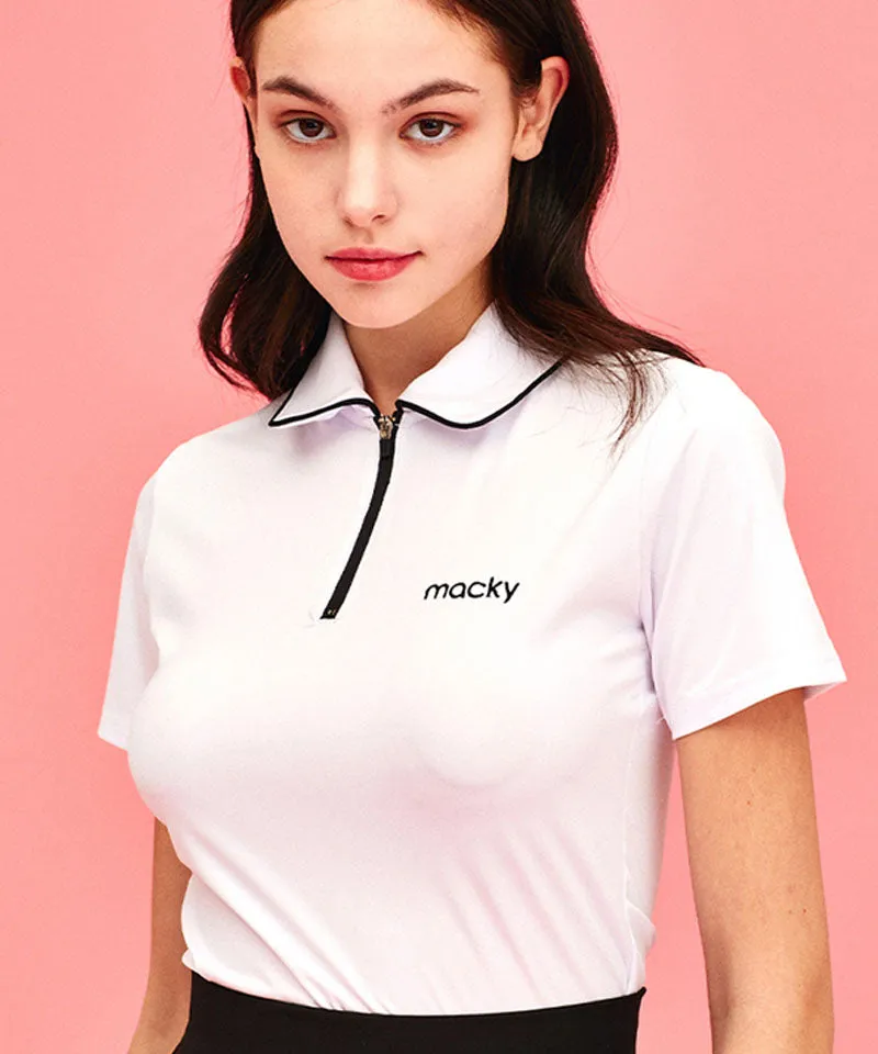 MACKY Golf: Cooling PK Zip-Up T-Shirt - White