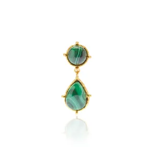 Malachite 2 Pierres Dot Earrings