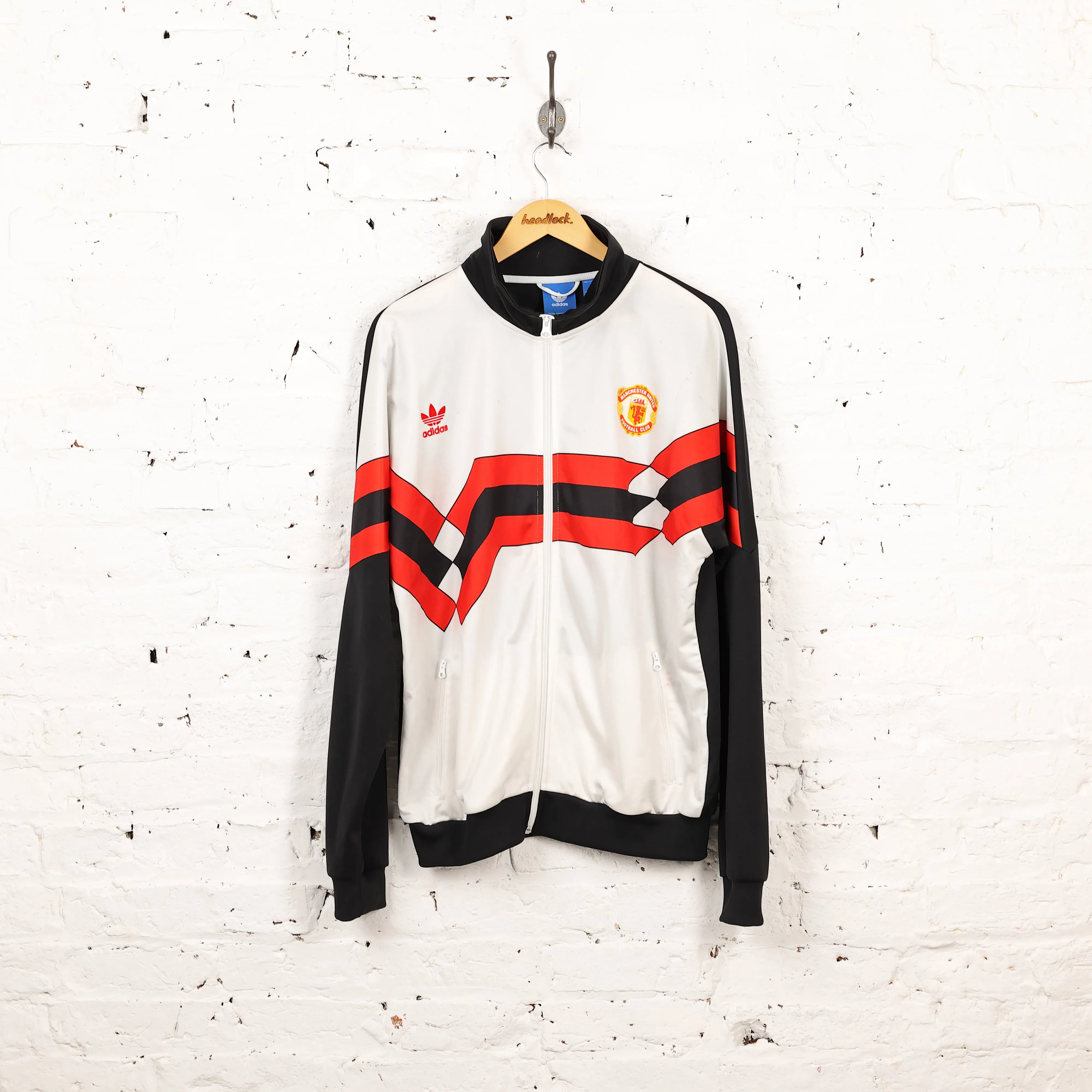 Manchester United Adidas Reproduction 80s Tracksuit Top Jacket - White - L
