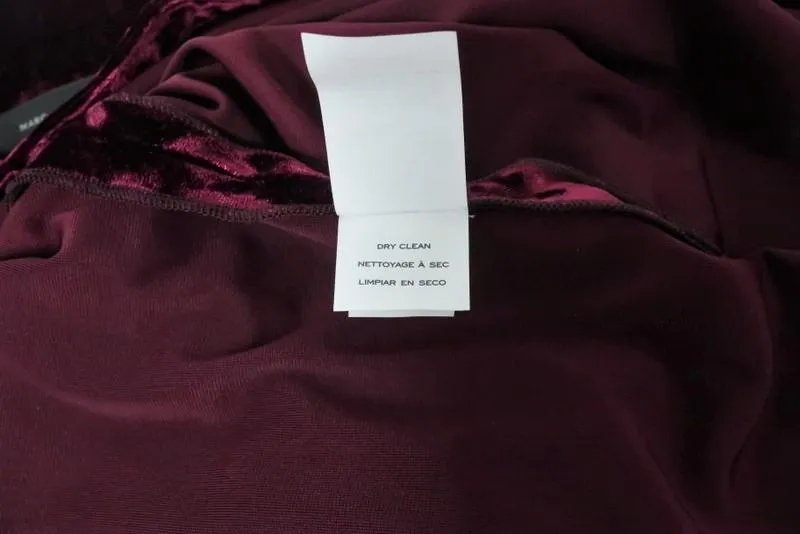 Marc Jacobs Crushed Velvet Top Wine Size 6 Short Sleeve Zip-Front Turtleneck NEW
